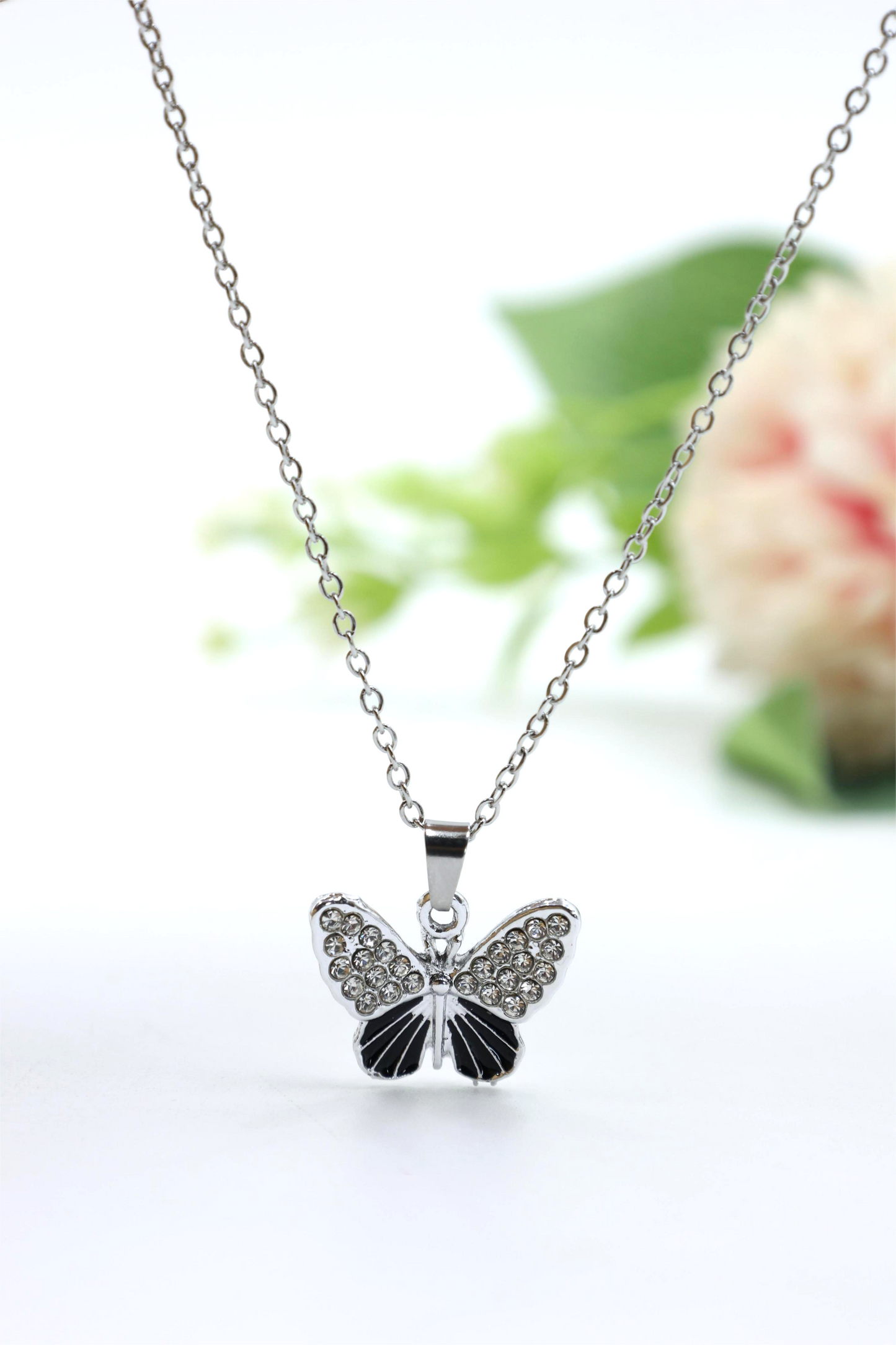 Crystal Elegance Butterfly Pendant Necklace