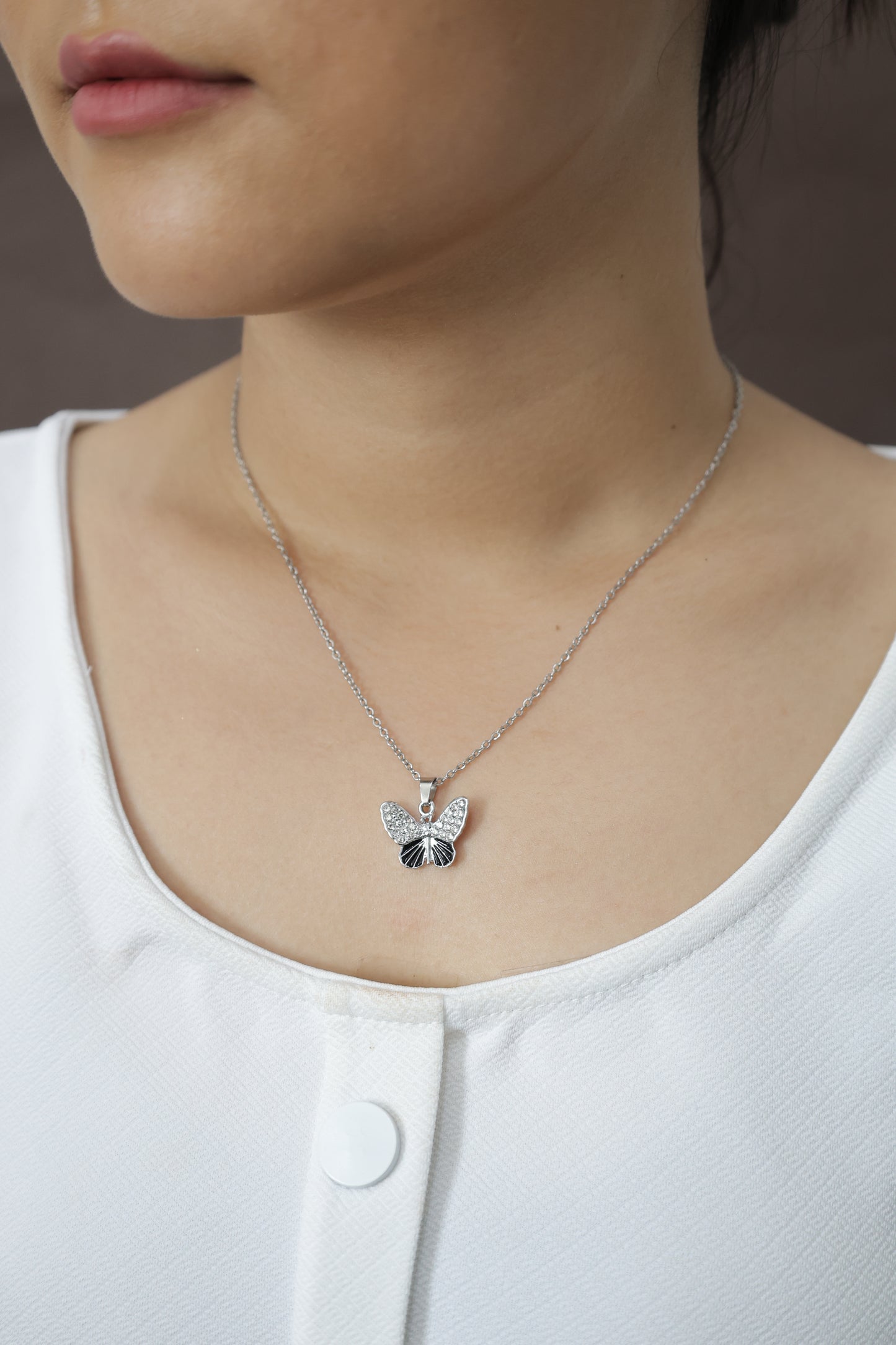 Crystal Elegance Butterfly Pendant Necklace