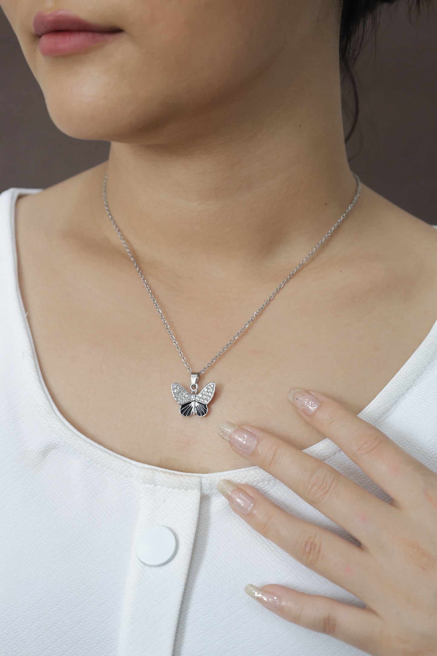 Crystal Elegance Butterfly Pendant Necklace