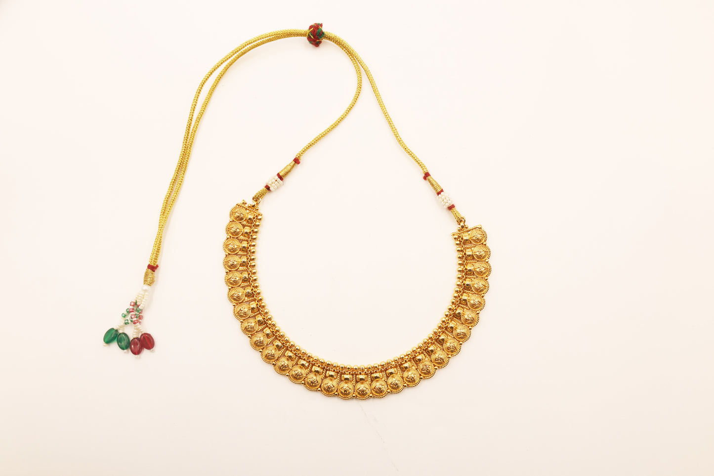 MyWishTree Antique Gold Necklace Set with Chandbali Earrings - Mywishtree