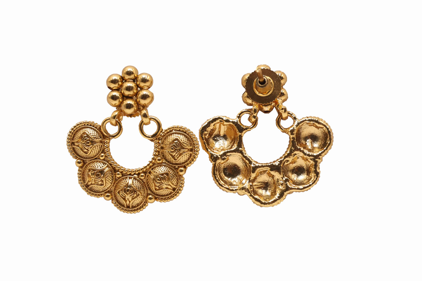 MyWishTree Antique Gold Necklace Set with Chandbali Earrings - Mywishtree