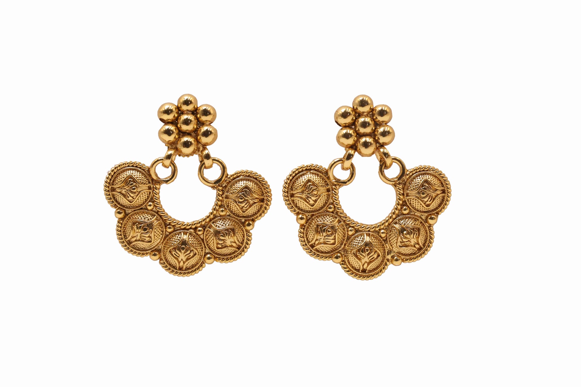 MyWishTree Antique Gold Necklace Set with Chandbali Earrings - Mywishtree