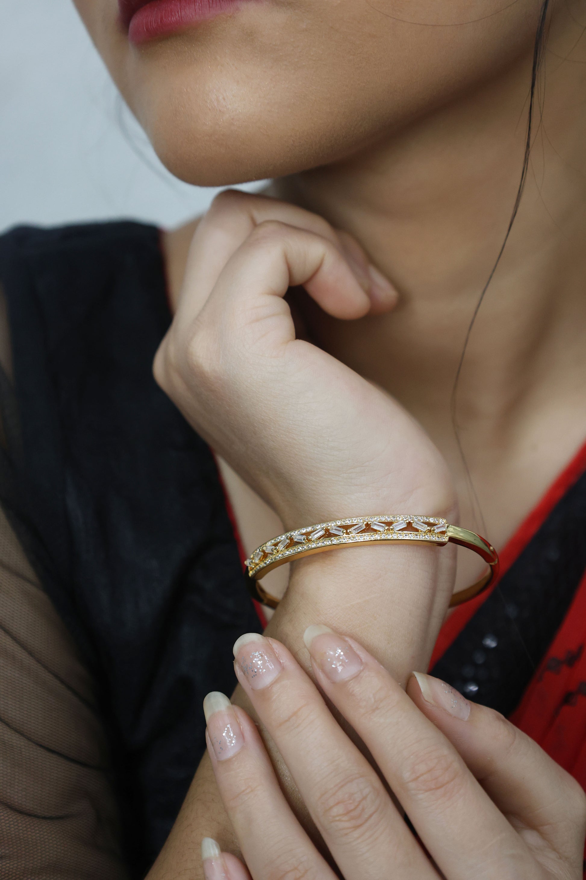 Graceful Prism Cut CZ Gold-Plated 
Material: Brass with premium Gold Plating