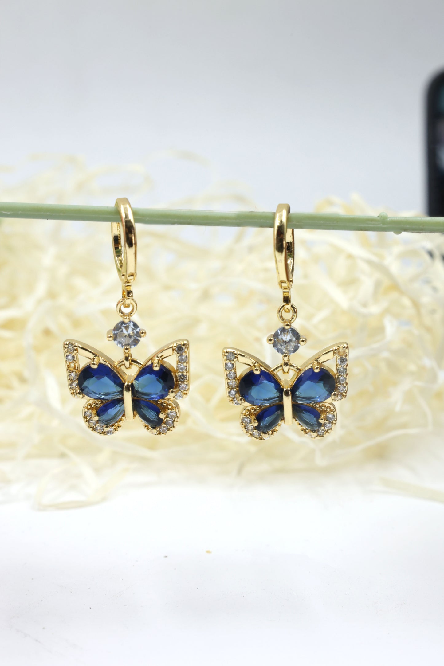 Elegant Butterfly CZ Drop Earrings