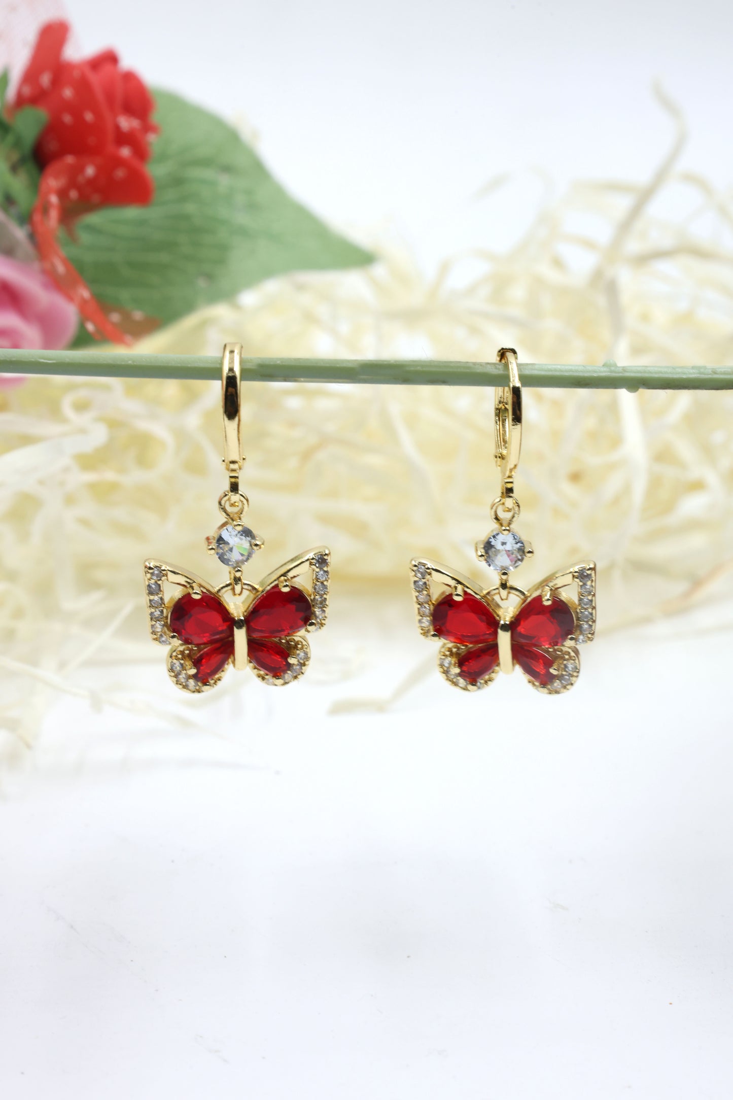 Elegant Butterfly CZ Drop Earrings