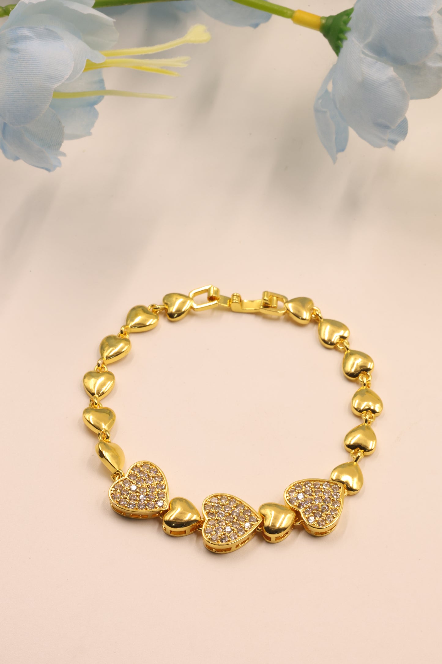 Golden Heartbeats CZ Bracelet