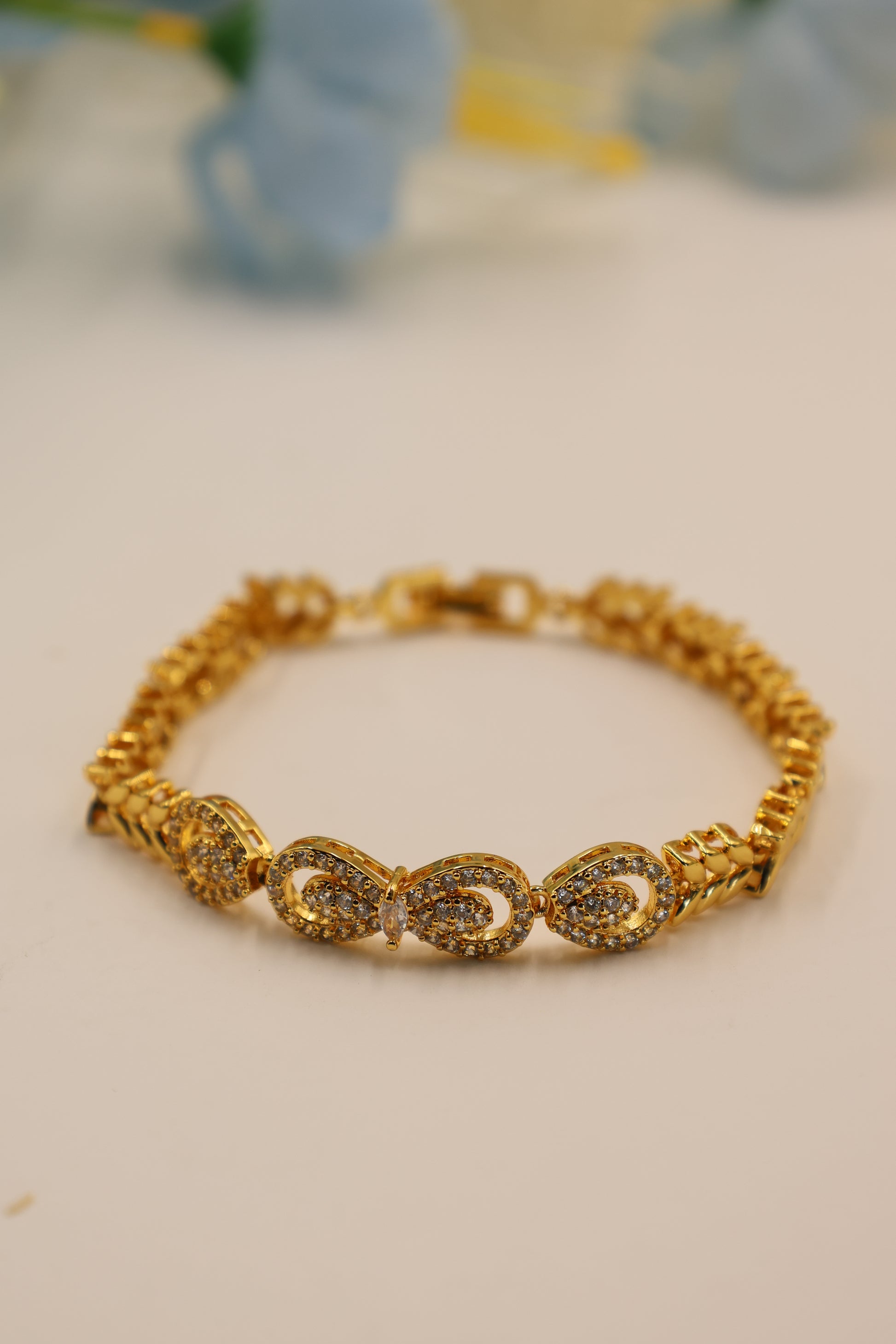 Gold-Plated Infinity Loop CZ Bracelet