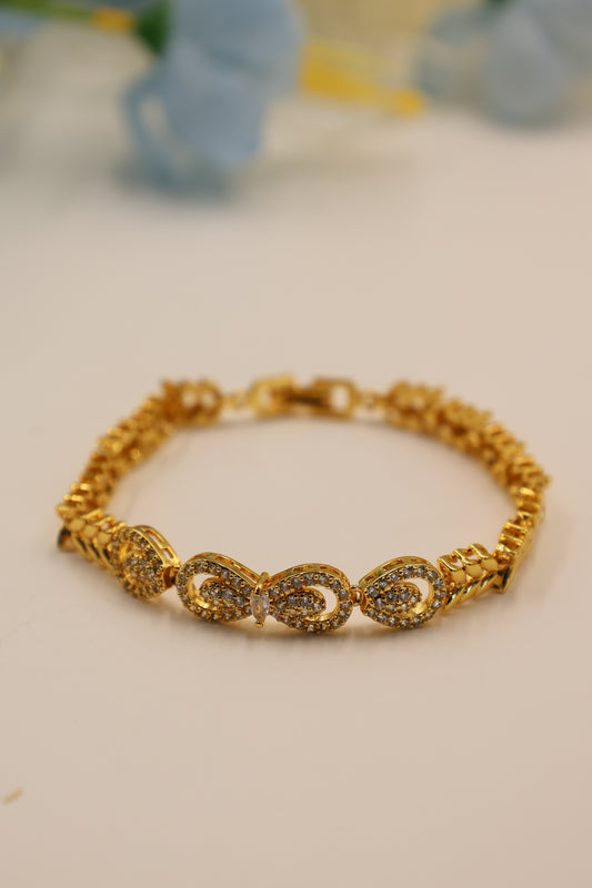 Gold-Plated Infinity Loop CZ Bracelet