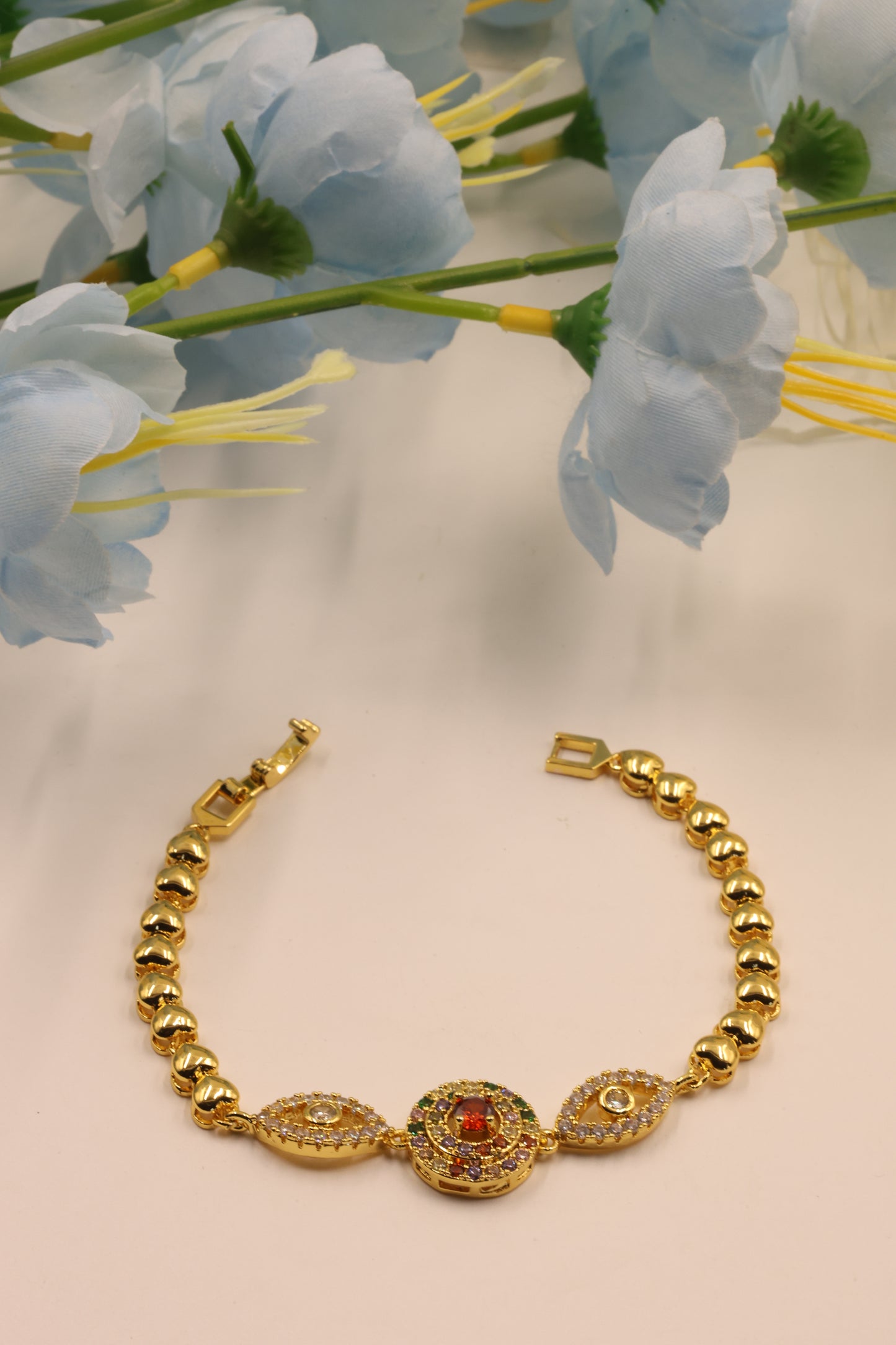 Navratna Harmony Bracelet with CZ Accents