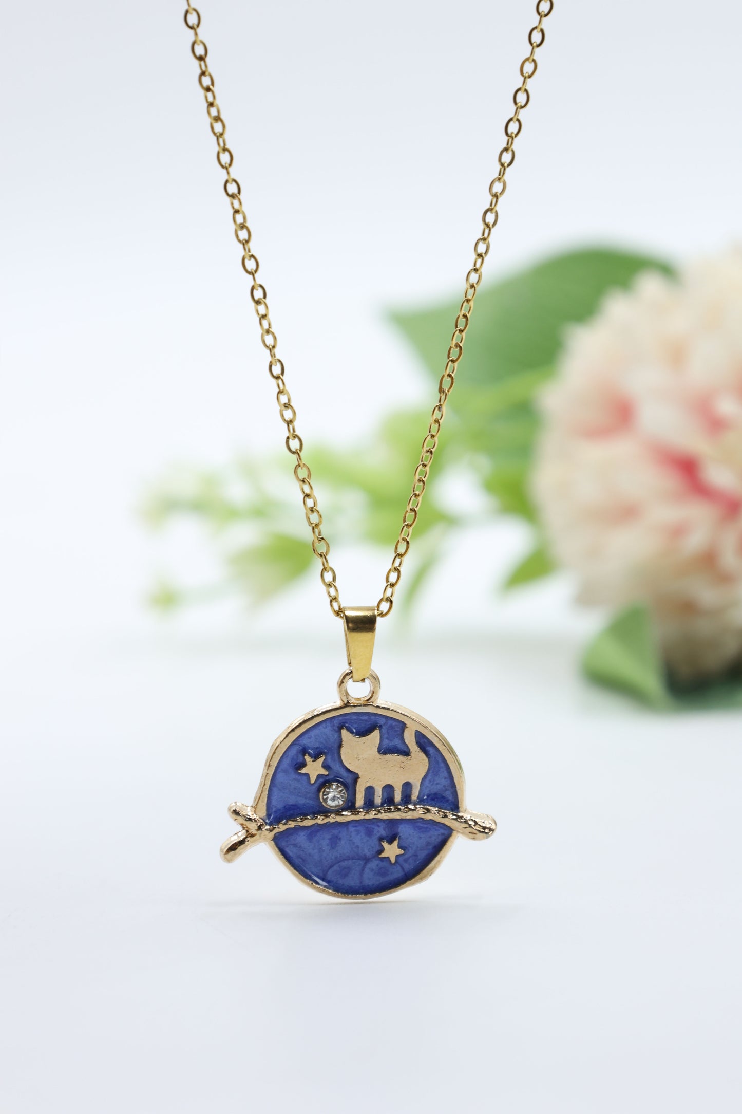 Midnight Cat Gold-Plated Pendant Necklace