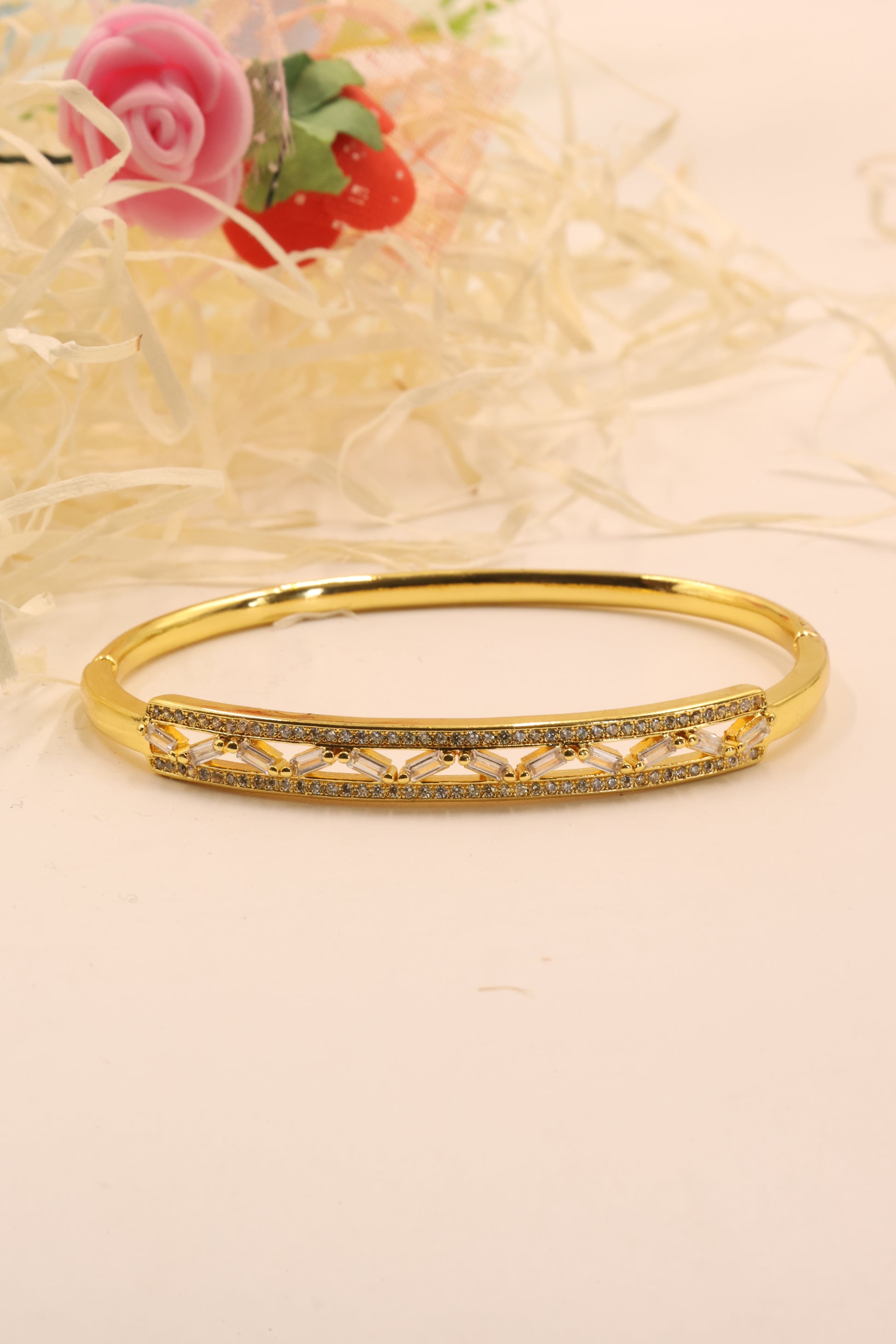 Graceful Prism Cut CZ Gold-Plated 
Material: Brass with premium Gold Plating