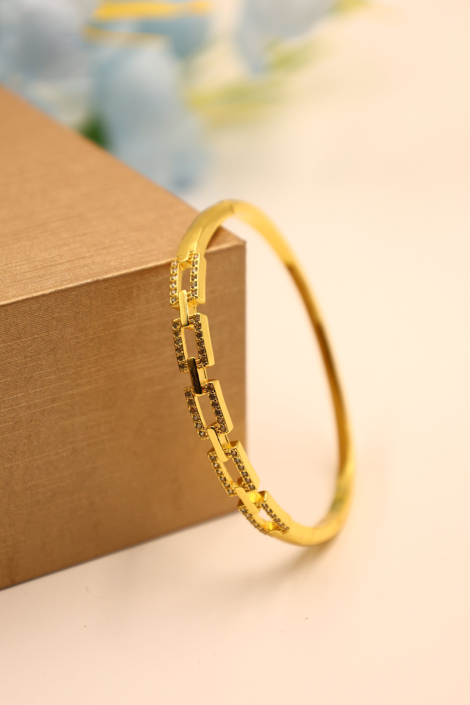 Golden Link Luxe CZ Chain Bangle