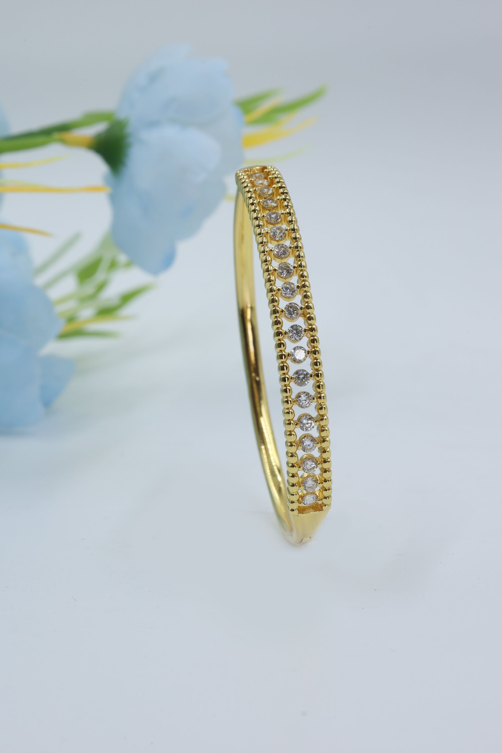 Royal Radiance Gold-Plated CZ Line Bangle