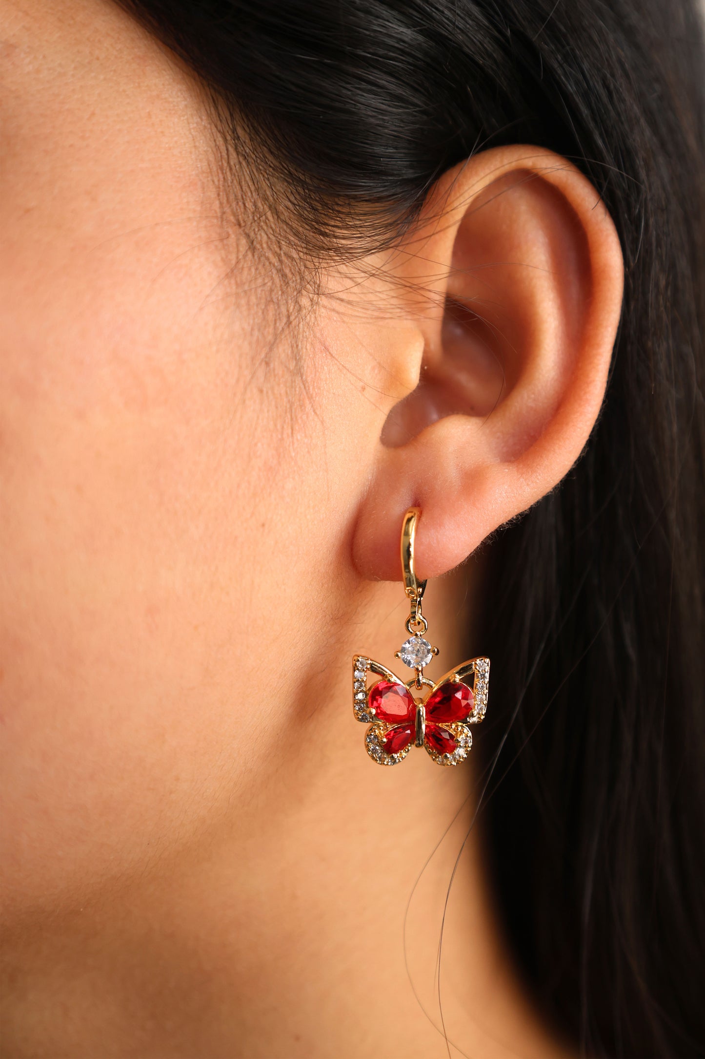 Elegant Butterfly CZ Drop Earrings