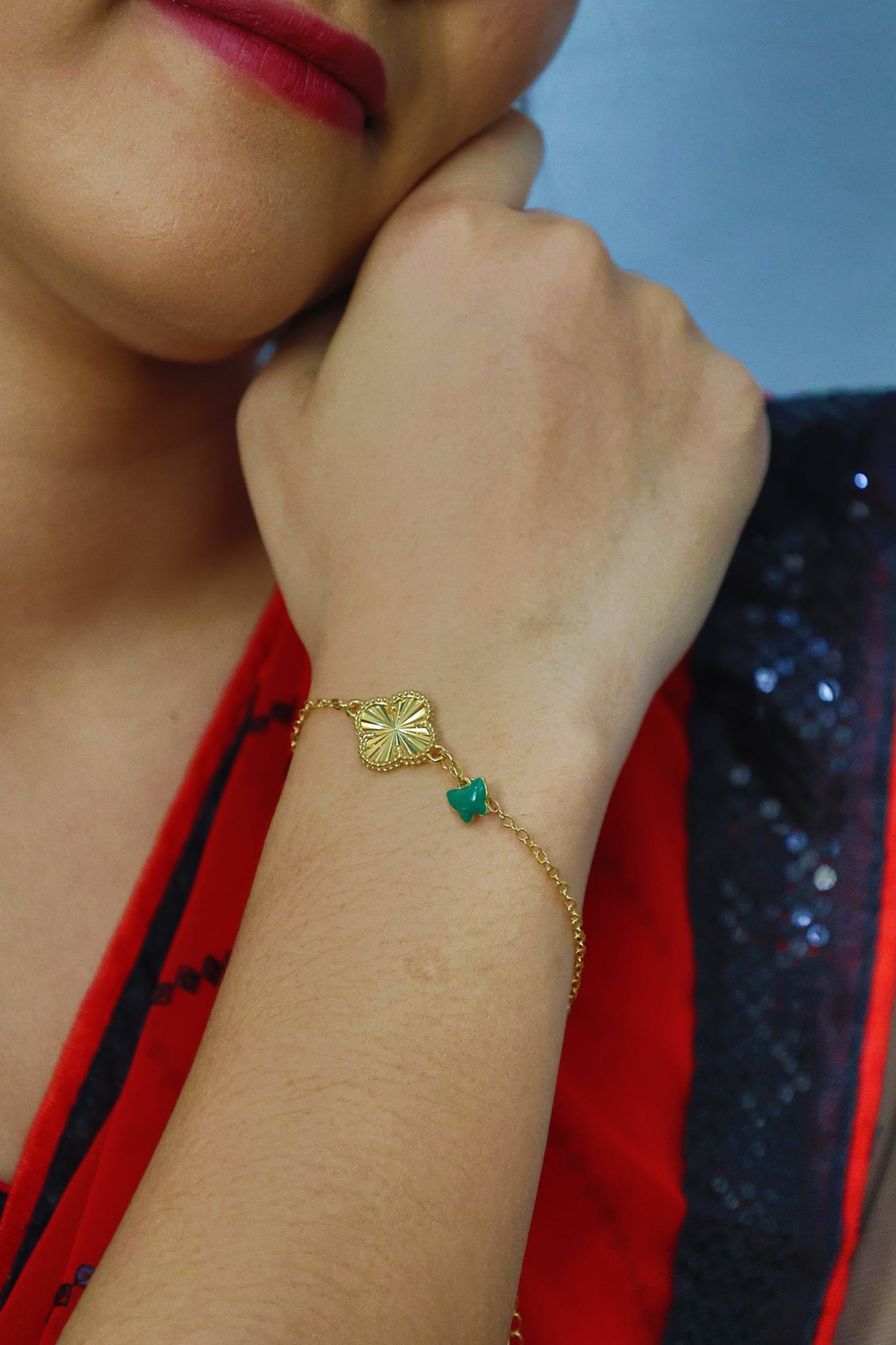 Emerald Bloom Clover Bracelet