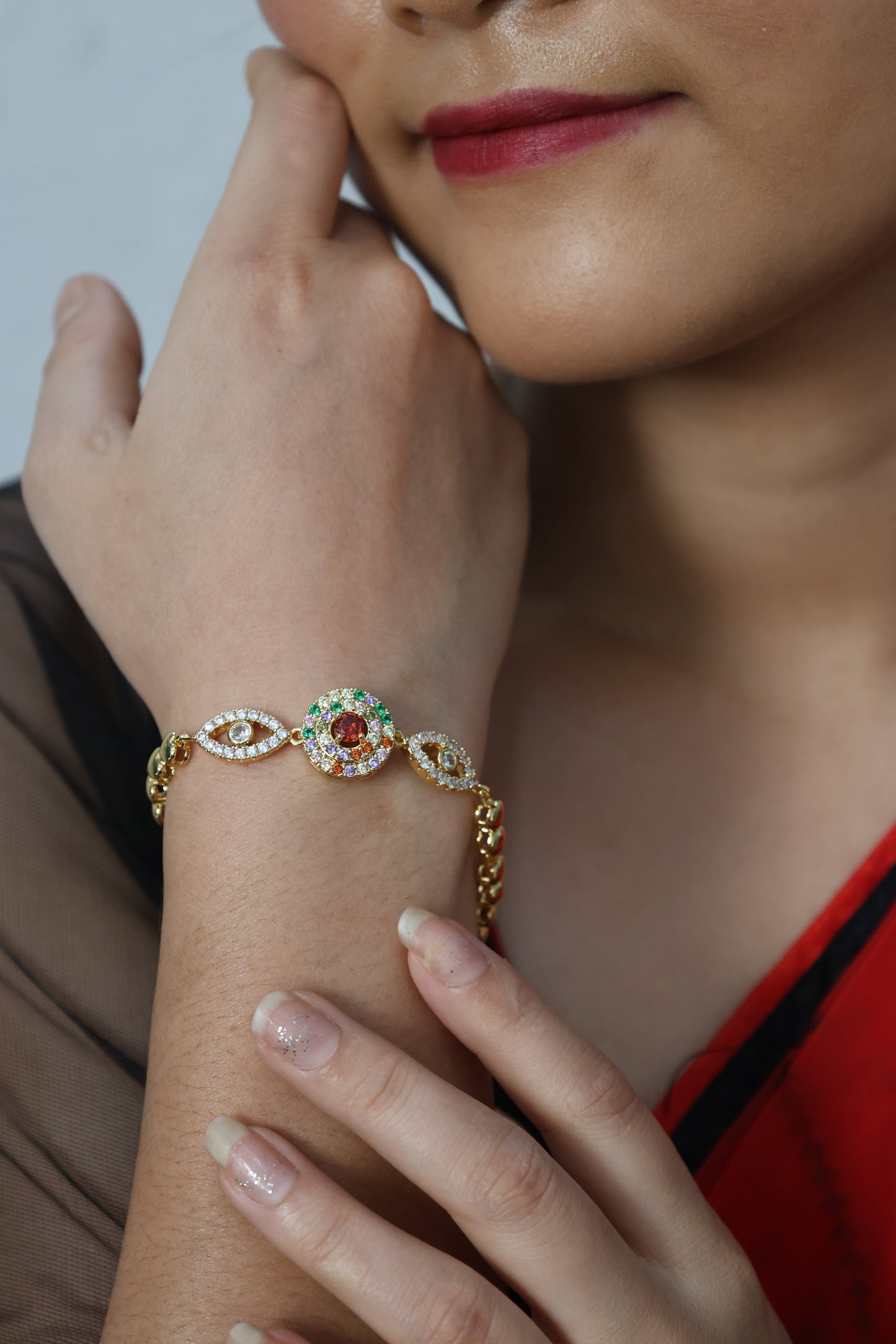 Navratna Harmony Bracelet with CZ Accents