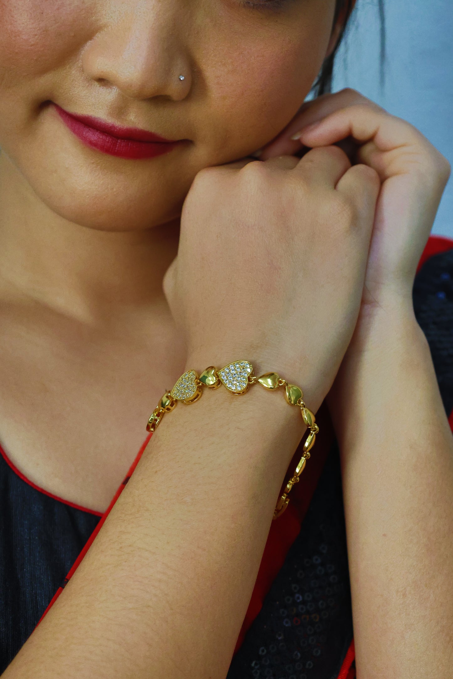 Golden Heartbeats CZ Bracelet