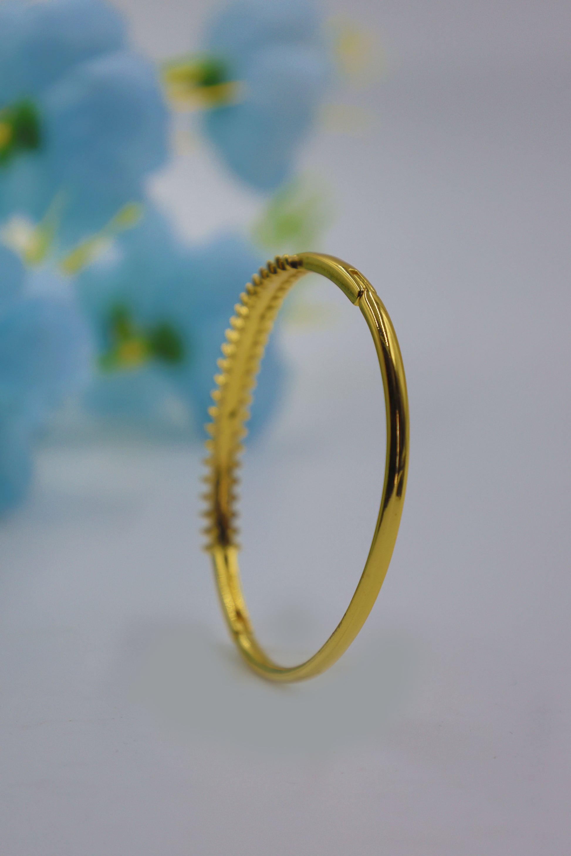 Regal Leafline CZ Stone Gold-Plated Bangle