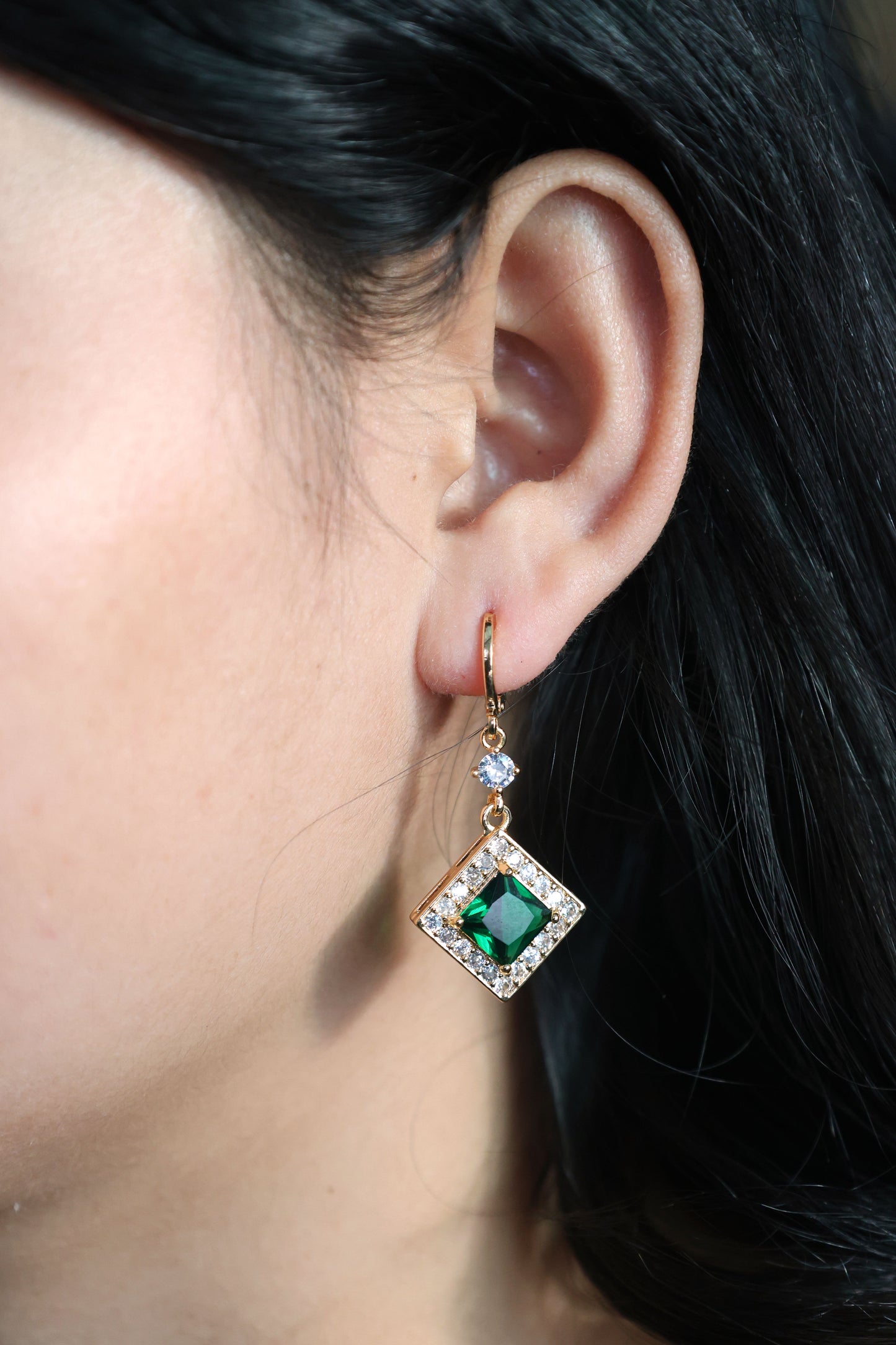 Princess-Cut Zircon Drop Earrings