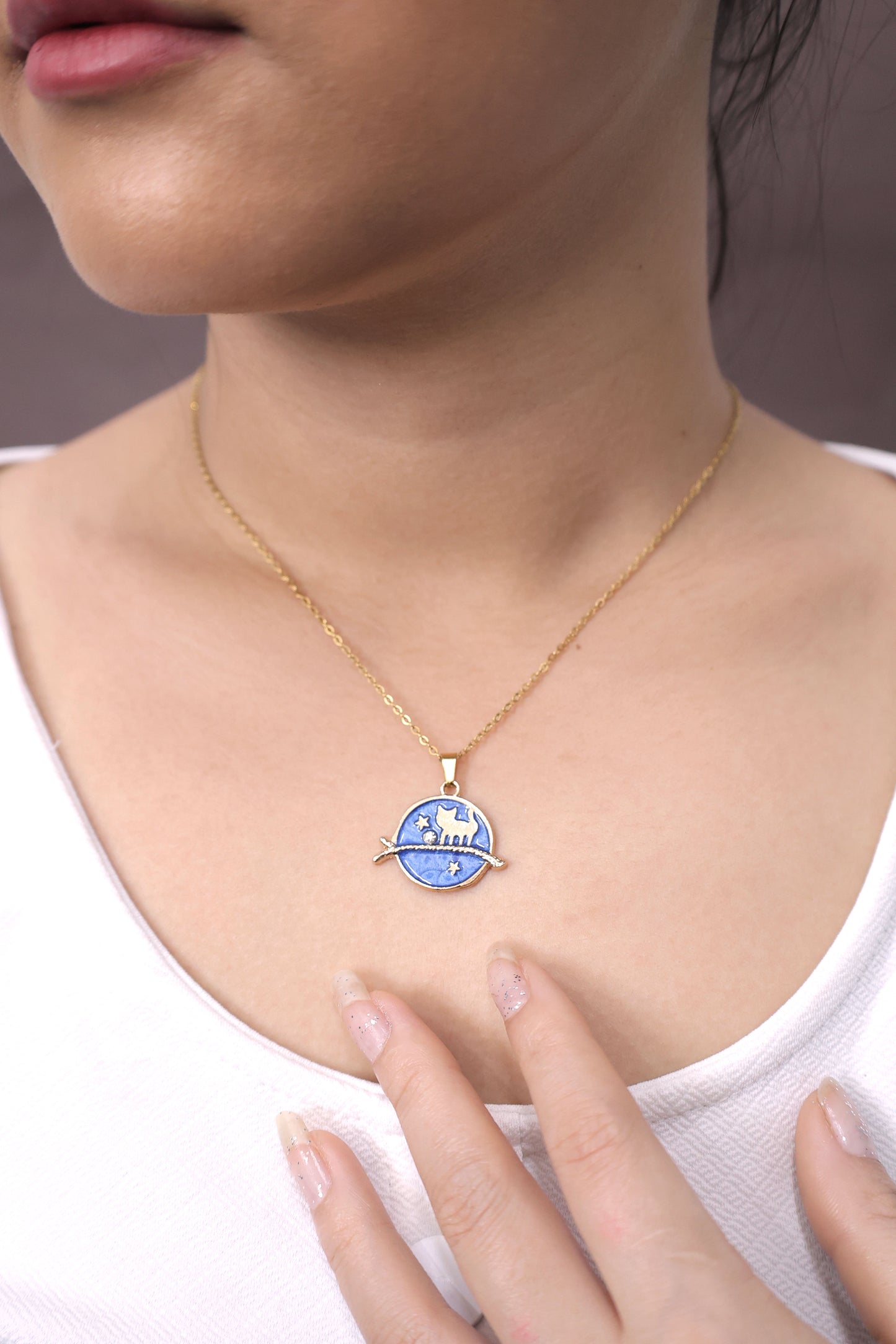 Midnight Cat Gold-Plated Pendant Necklace