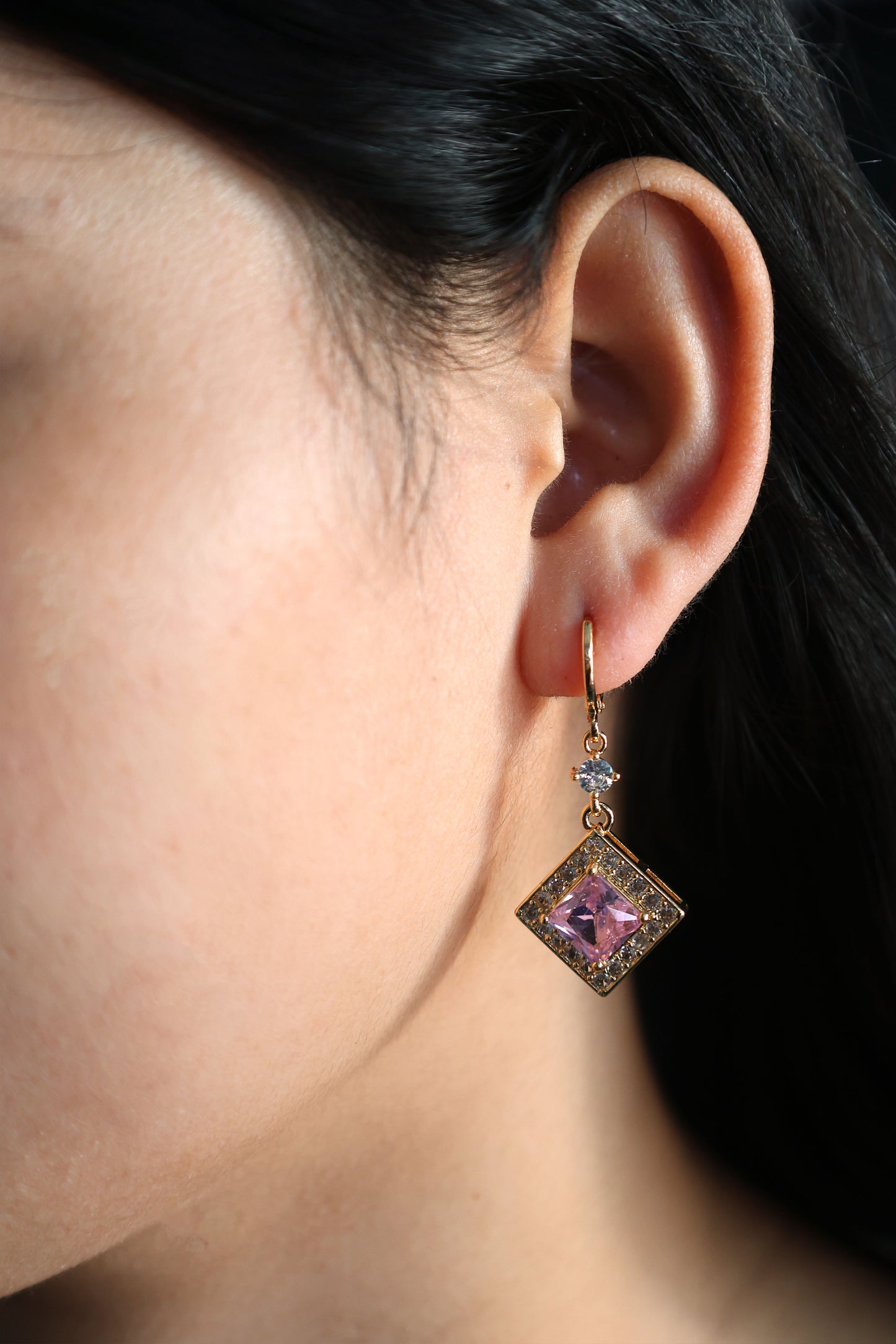 Princess-Cut Zircon Drop Earrings