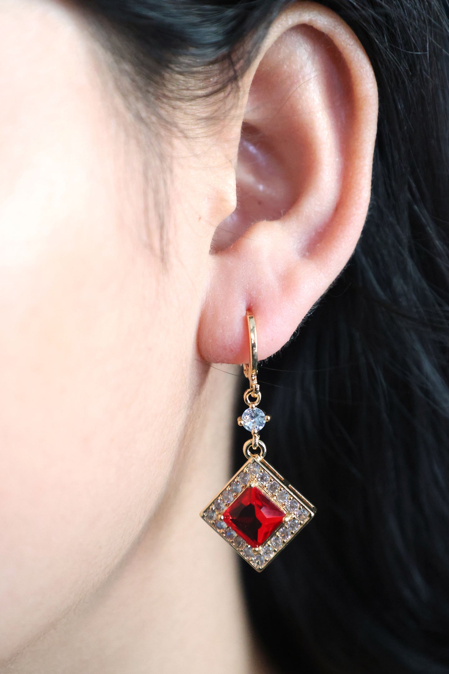 Princess-Cut Zircon Drop Earrings