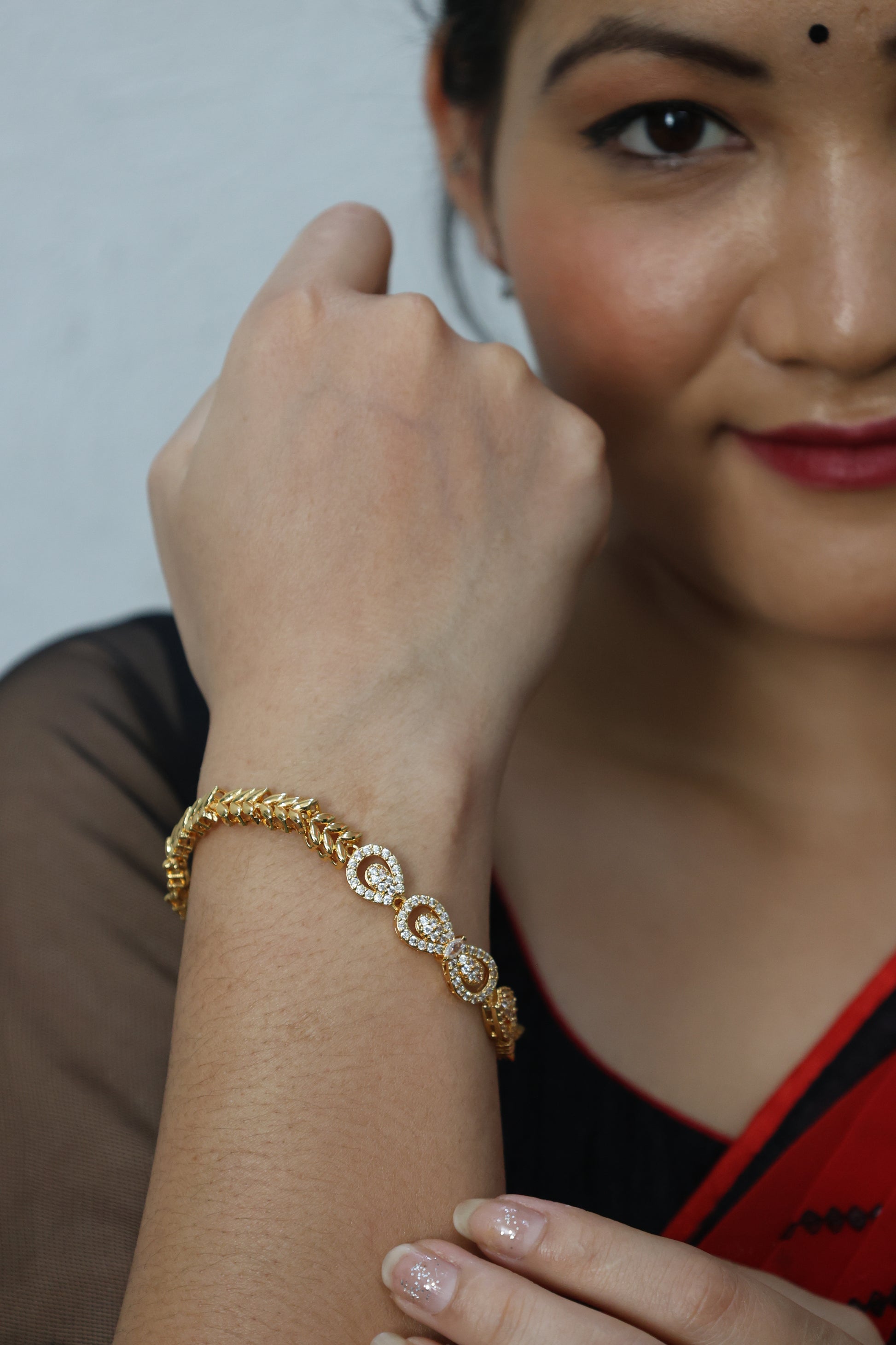 Gold-Plated Infinity Loop CZ Bracelet