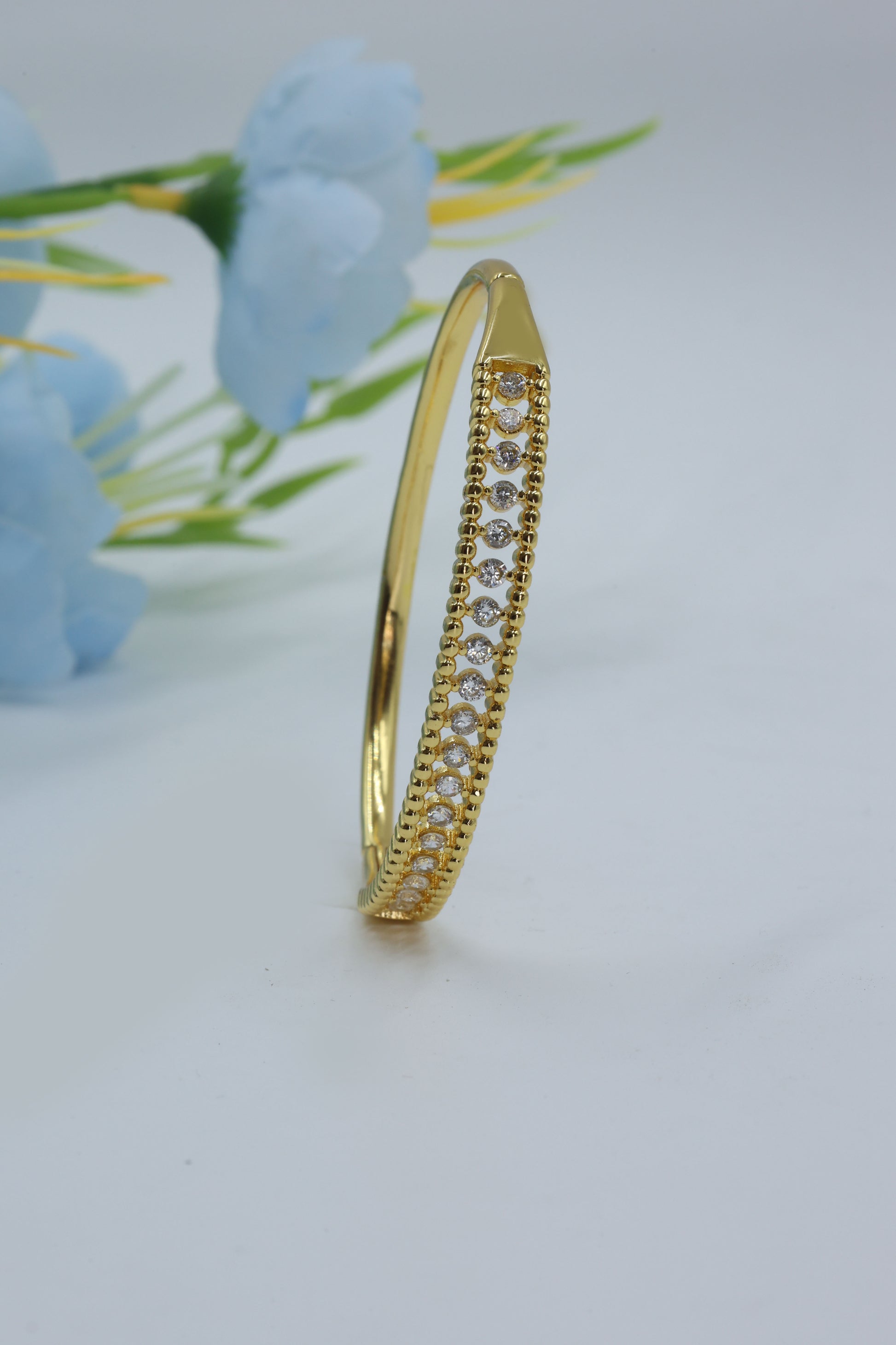 Royal Radiance Gold-Plated CZ Line Bangle