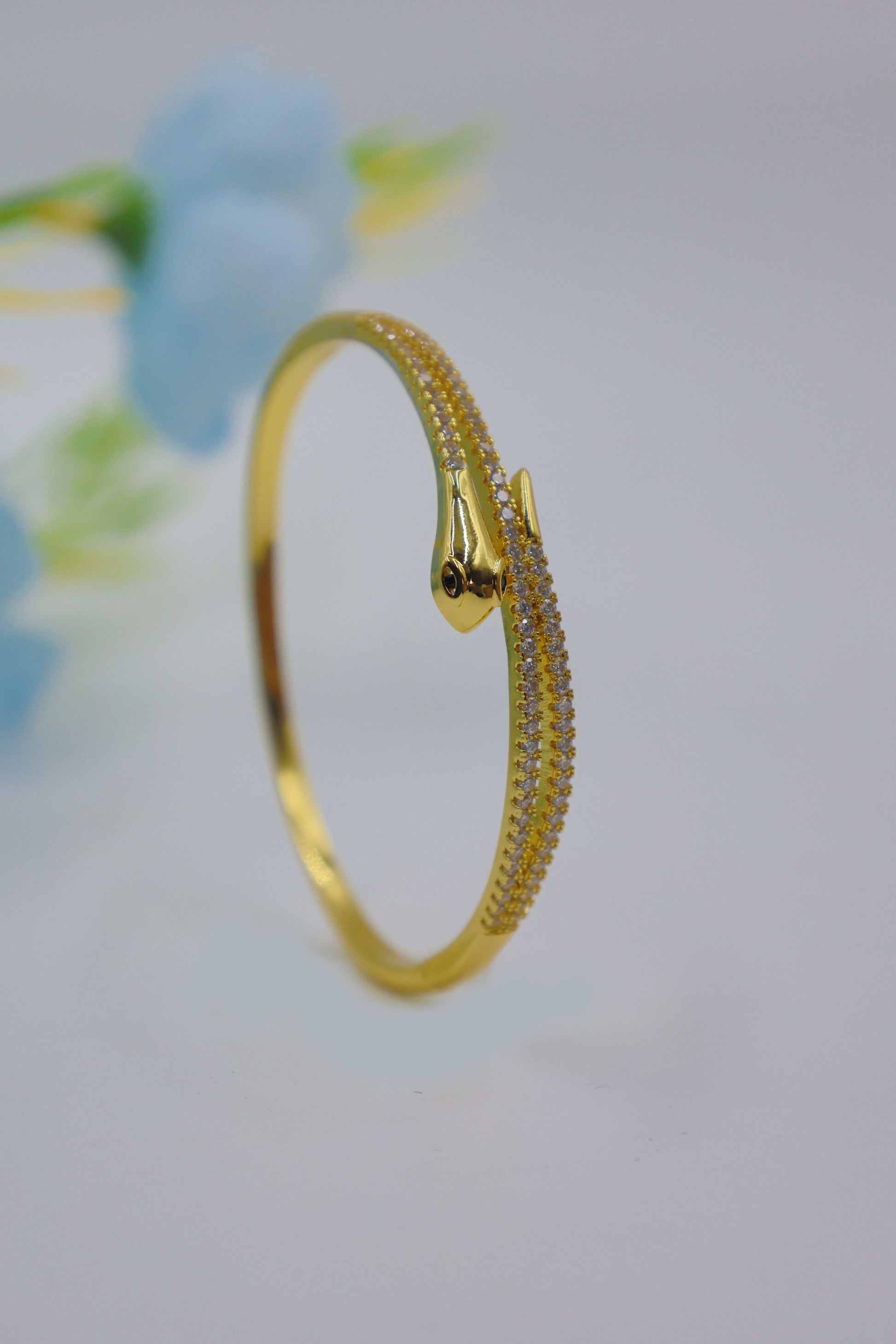 Golden Serpent Sparkle CZ Bangle