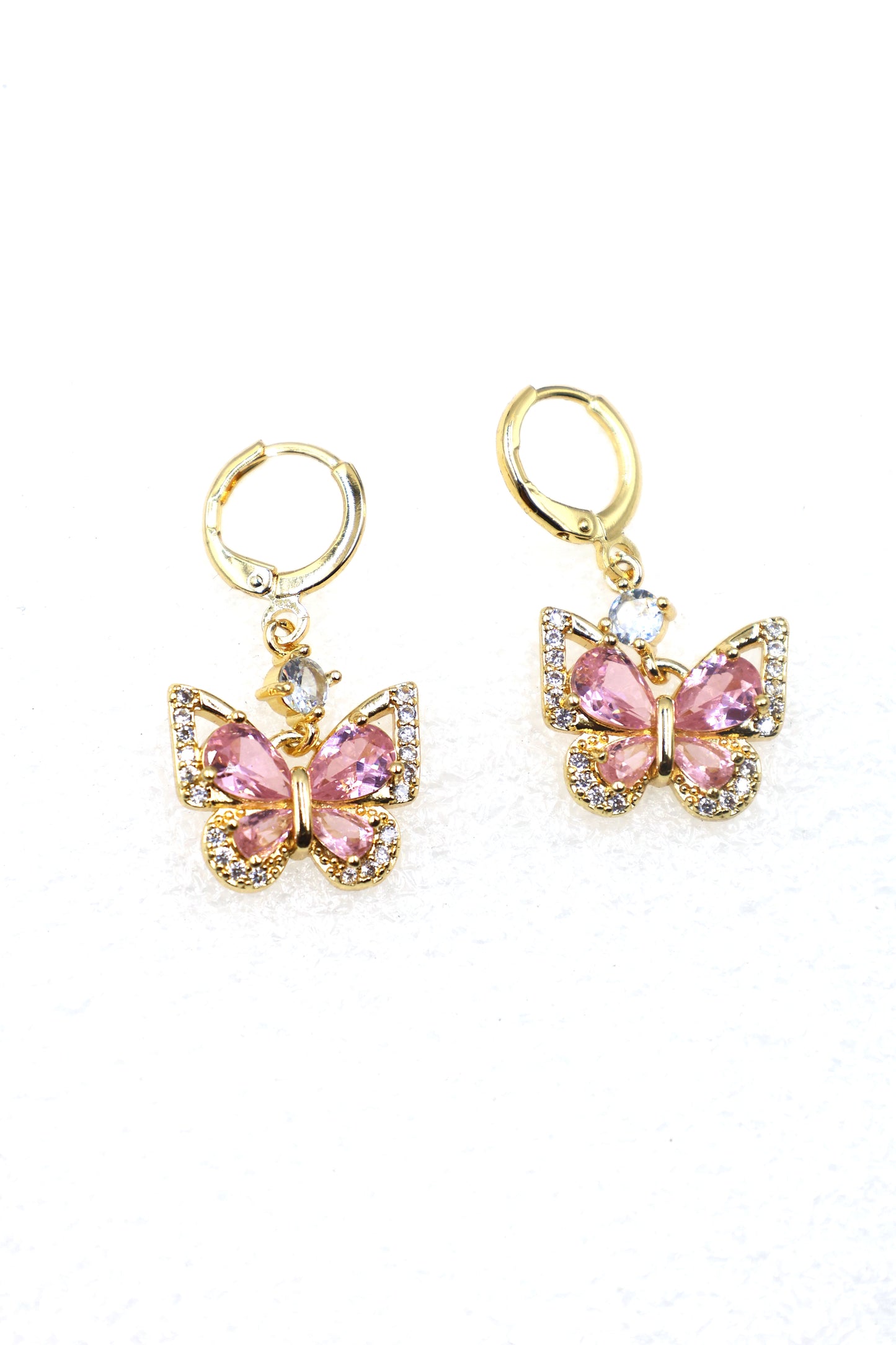 Elegant Butterfly CZ Drop Earrings