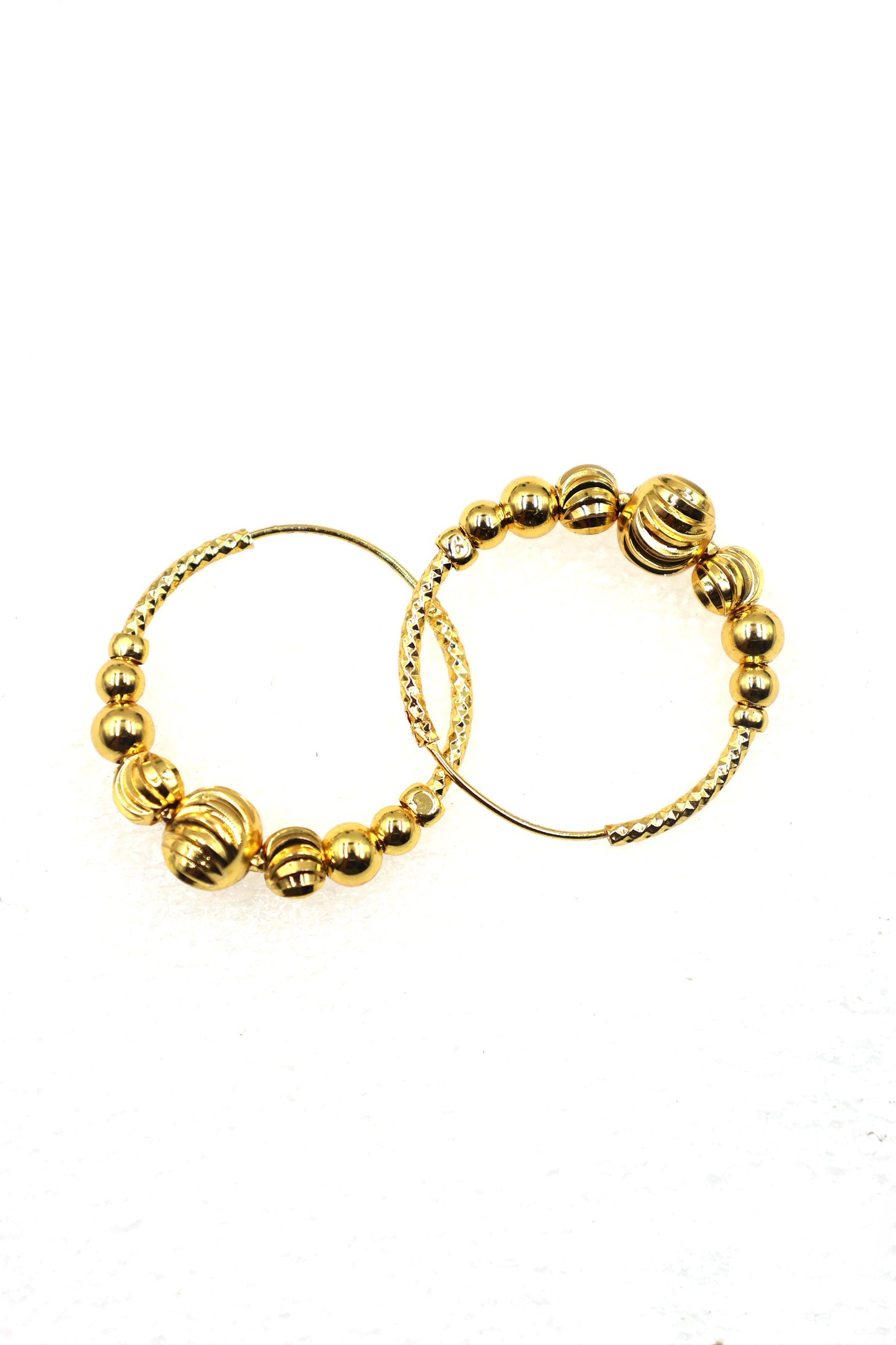 Gold-Plated Beaded Hoop Earrings