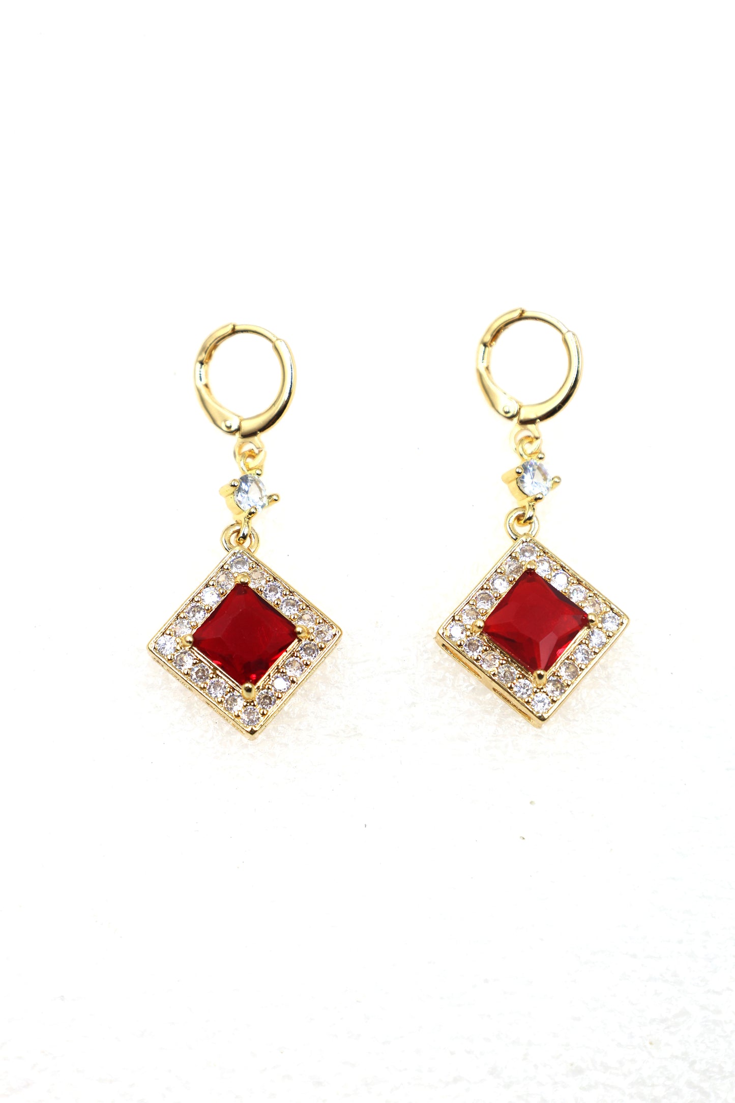 Princess-Cut Zircon Drop Earrings