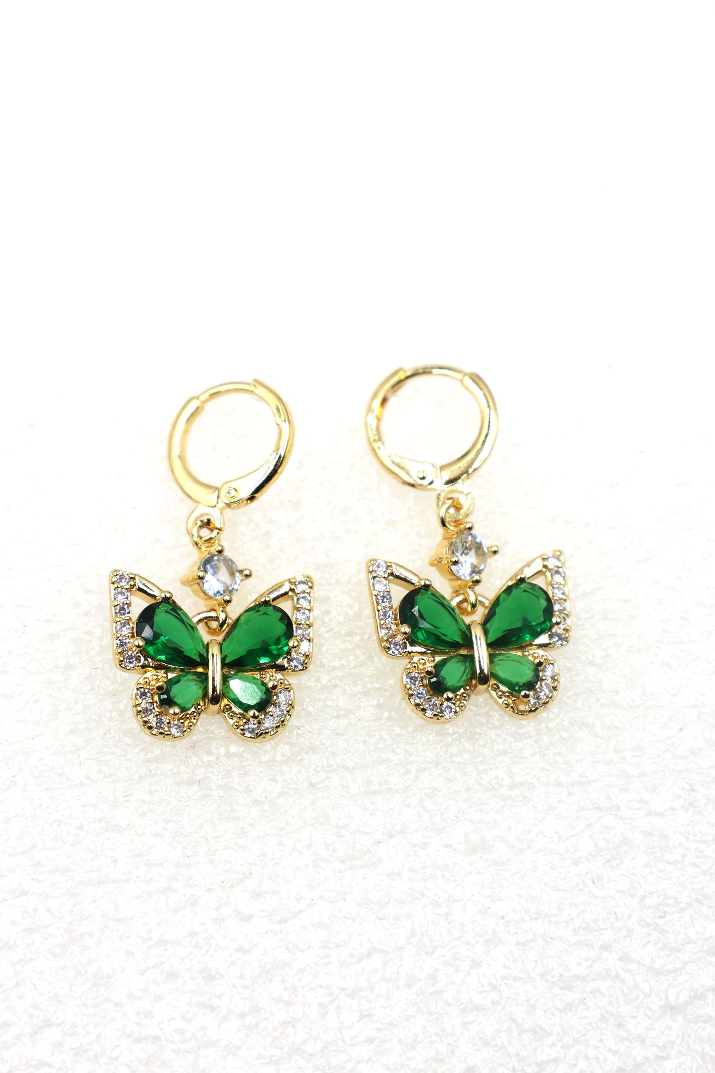 Elegant Butterfly CZ Drop Earrings