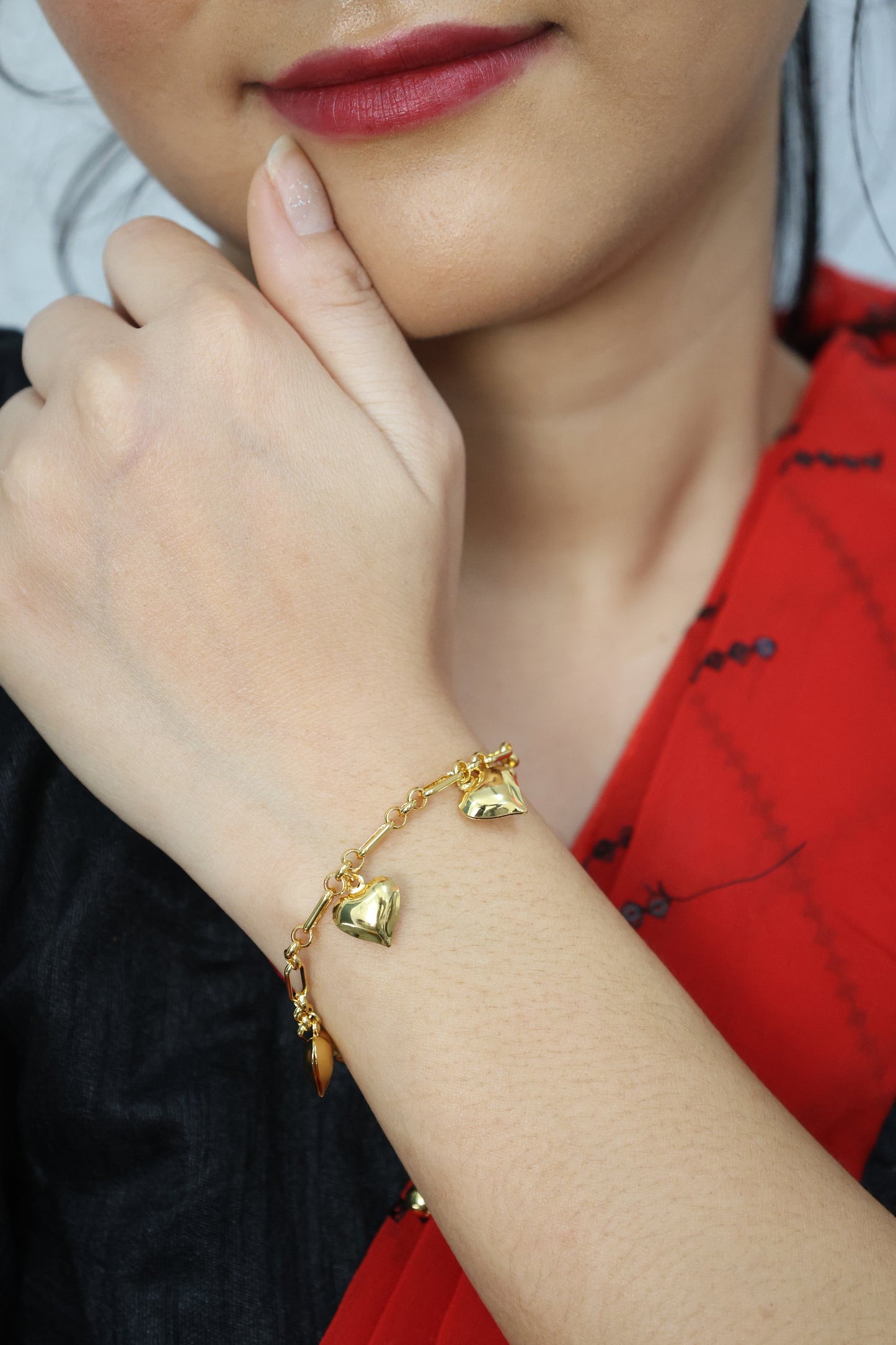 Golden Heartbeat Charm Bracelet