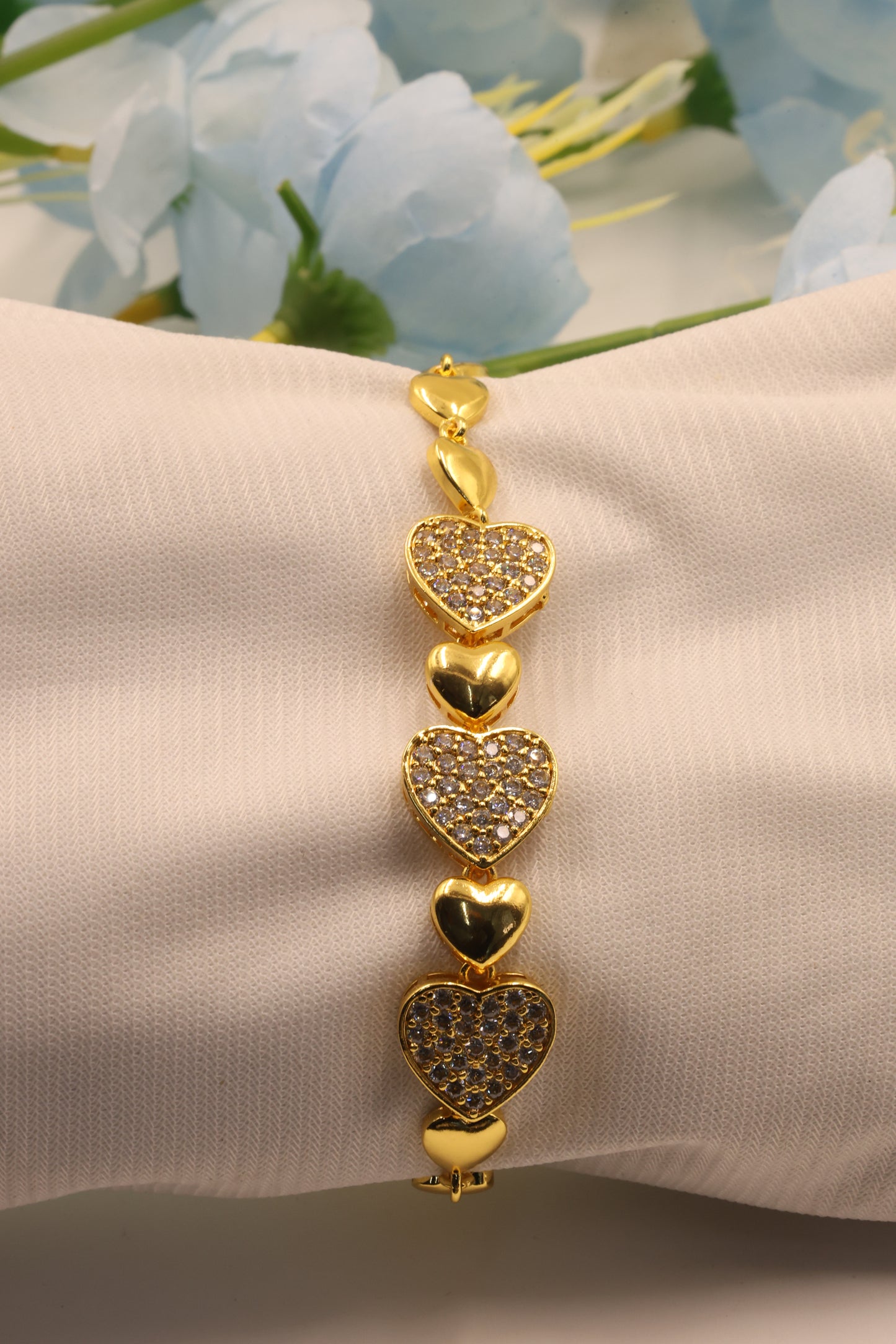 Golden Heartbeats CZ Bracelet