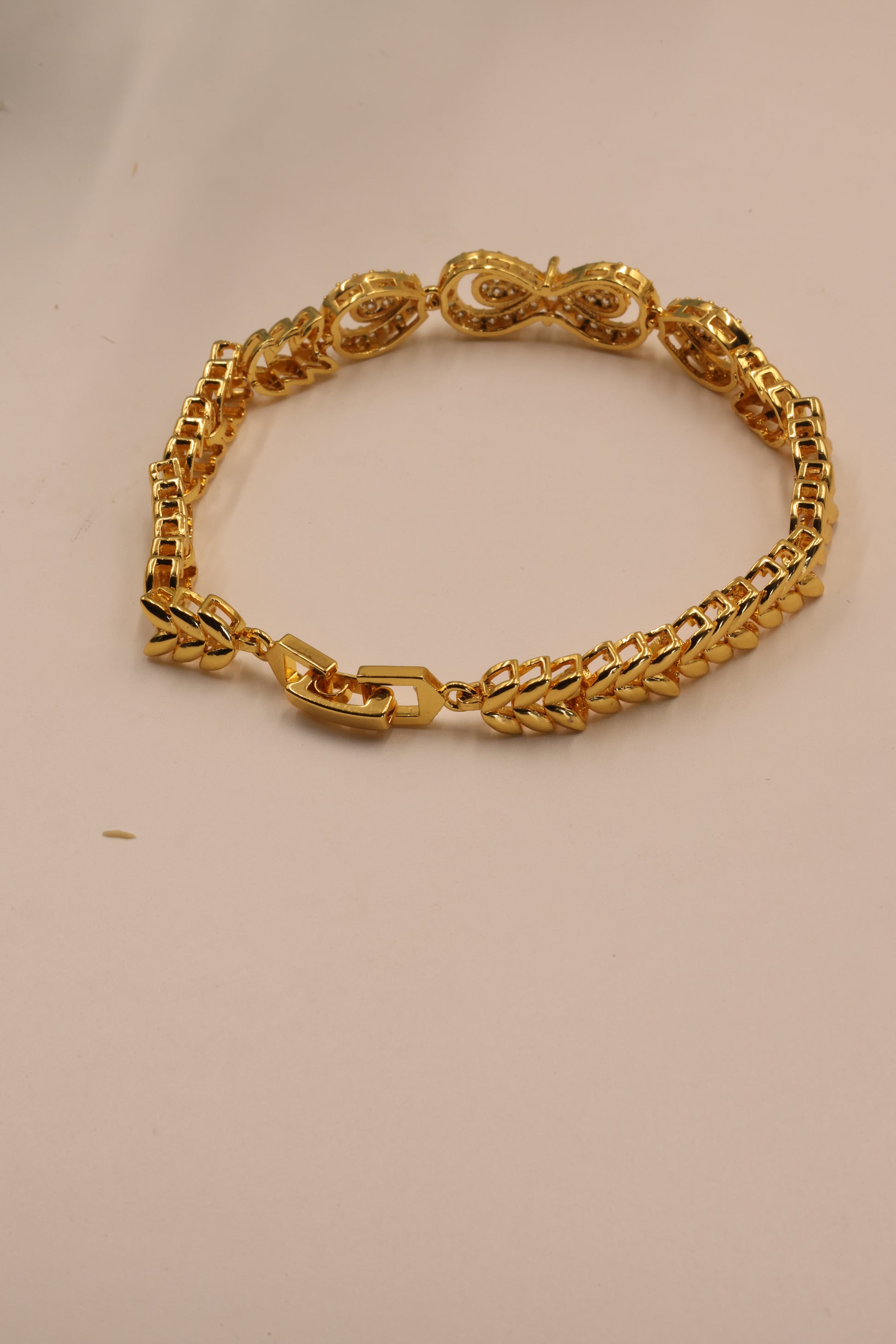 Gold-Plated Infinity Loop CZ Bracelet