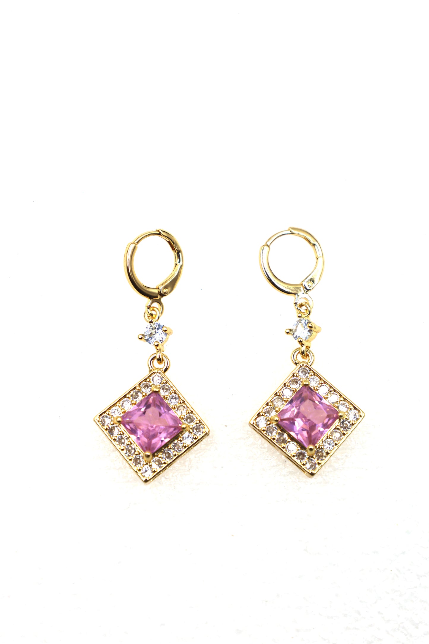 Princess-Cut Zircon Drop Earrings