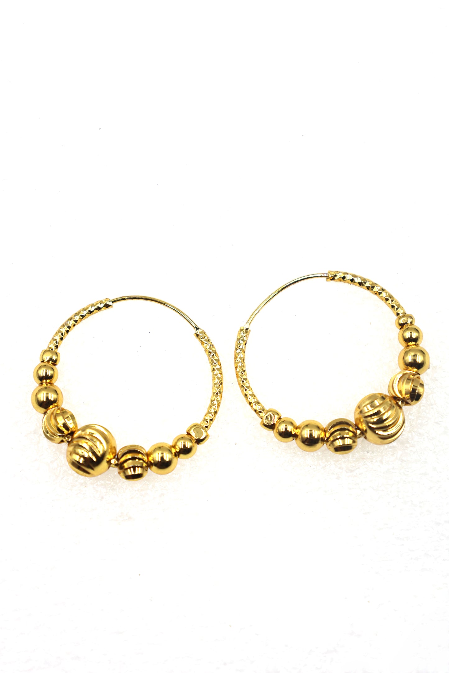 Gold-Plated Beaded Hoop Earrings