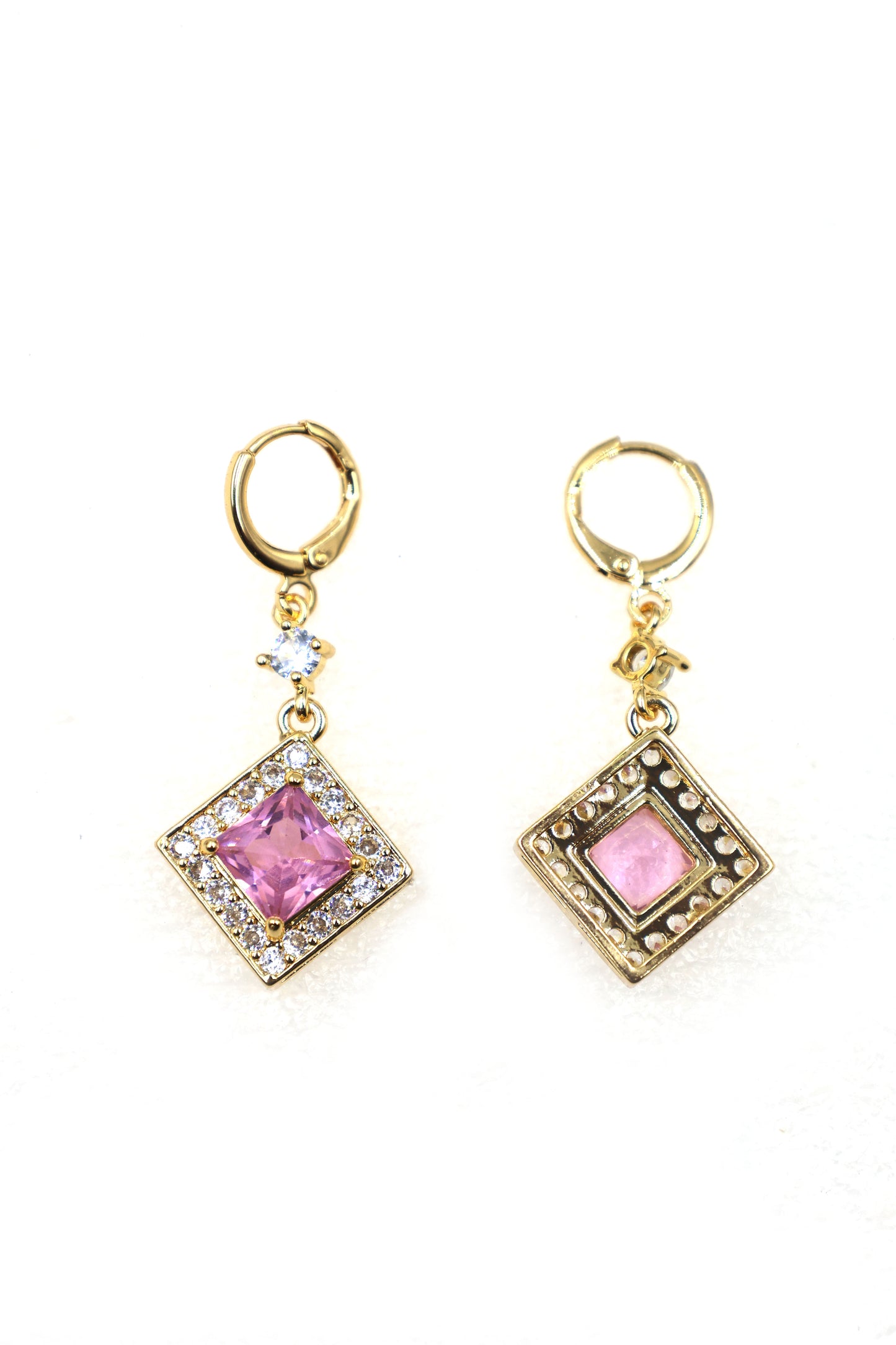 Princess-Cut Zircon Drop Earrings
