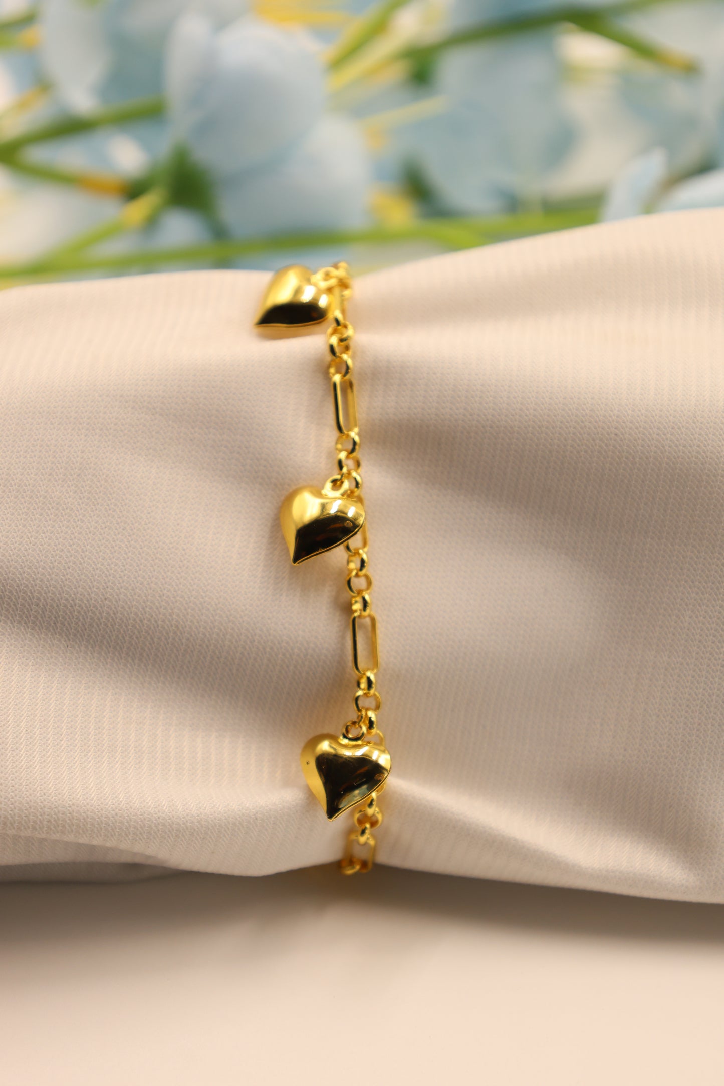 Golden Heartbeat Charm Bracelet