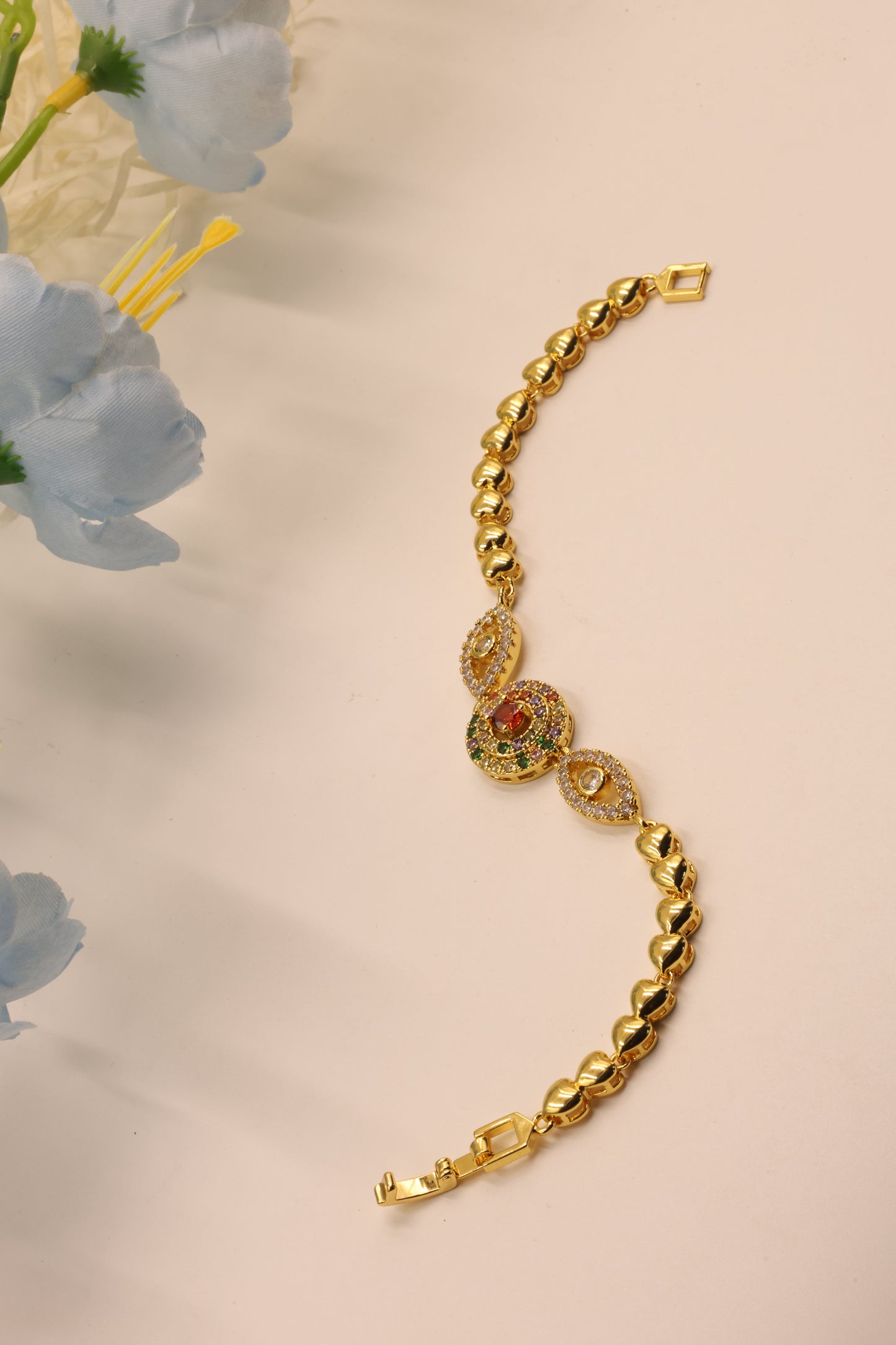 Navratna Harmony Bracelet with CZ Accents
