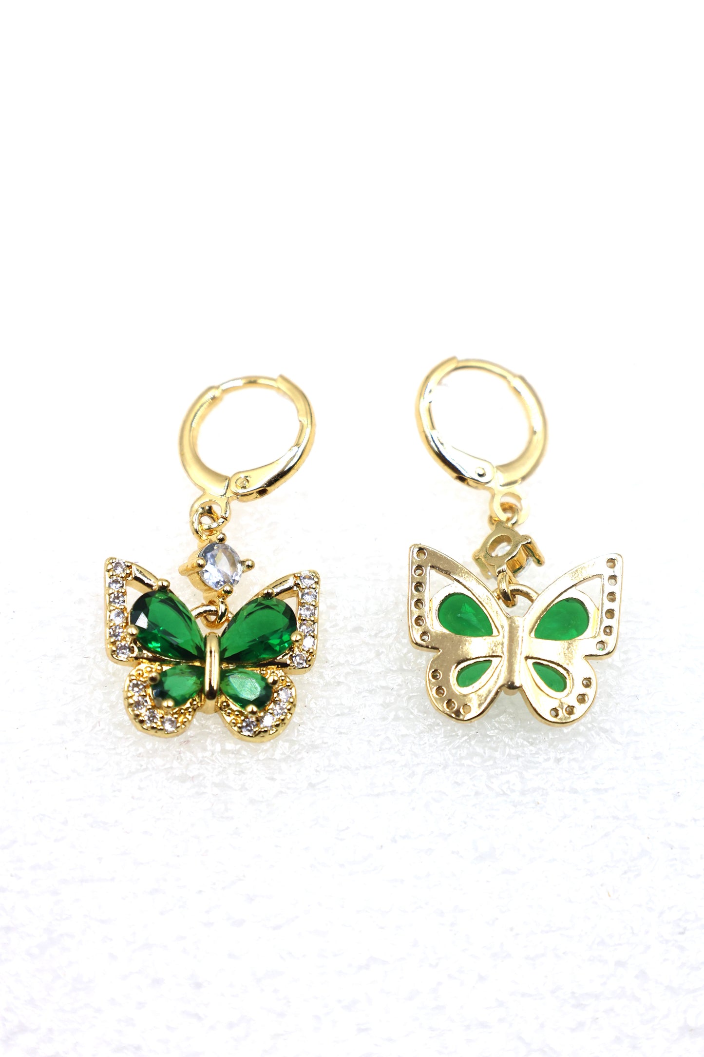 Elegant Butterfly CZ Drop Earrings