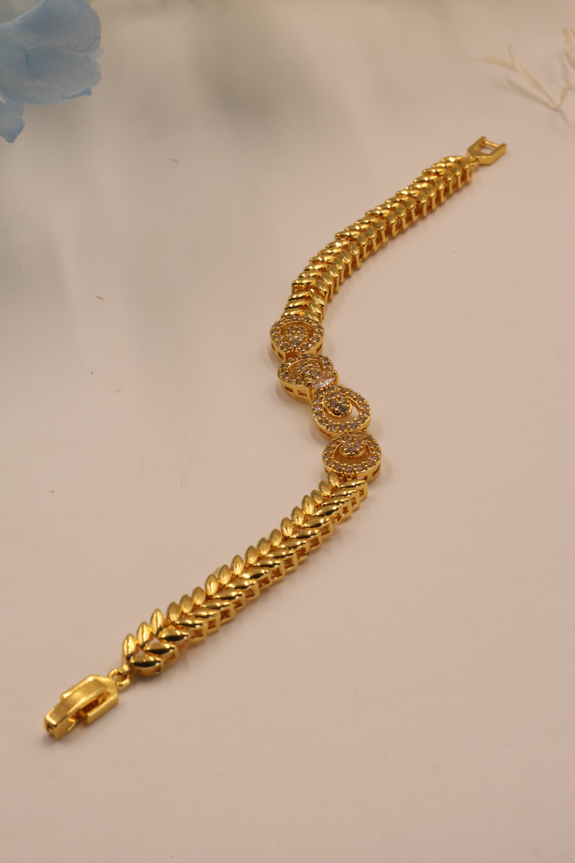 Gold-Plated Infinity Loop CZ Bracelet