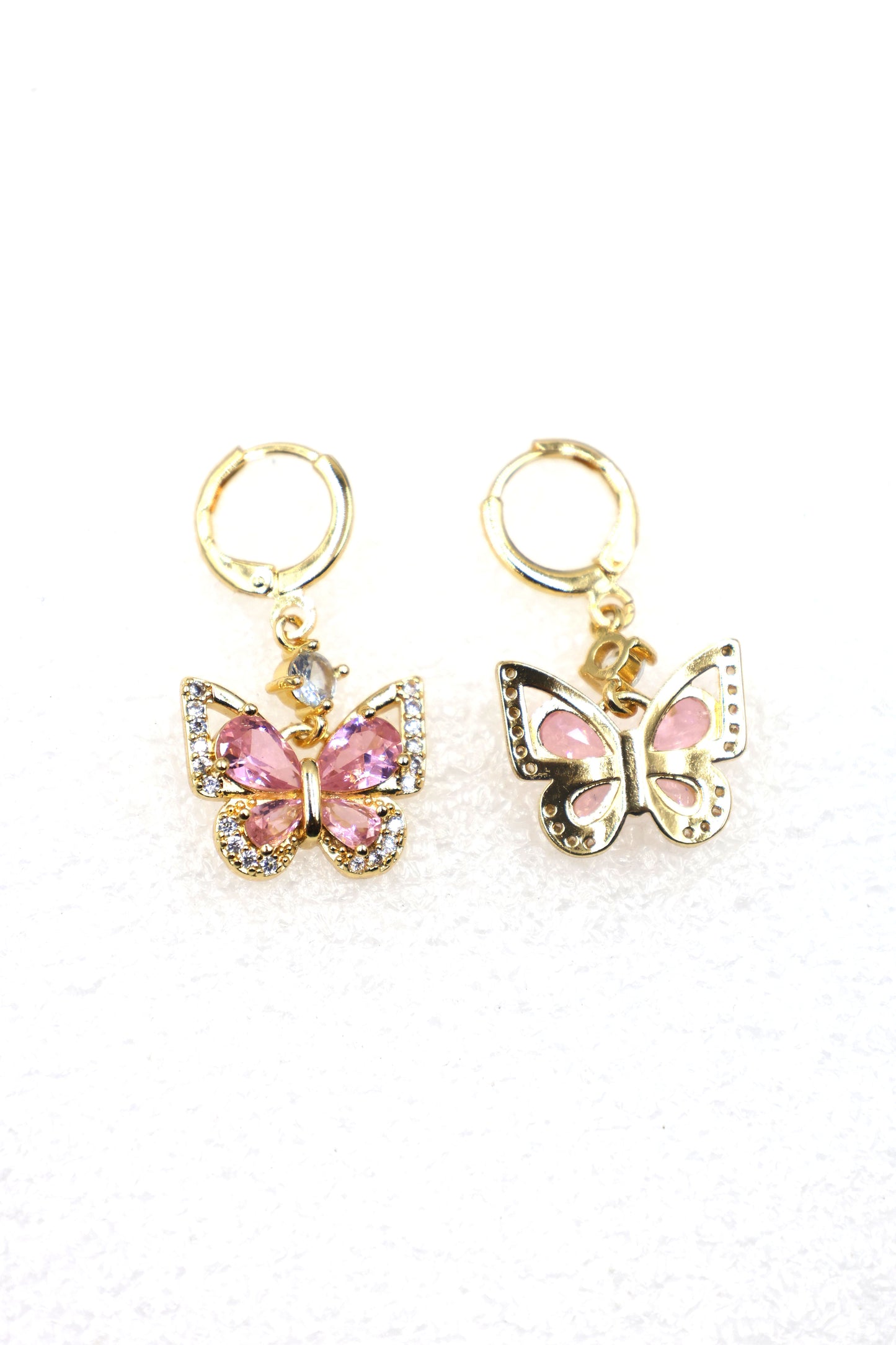 Elegant Butterfly CZ Drop Earrings