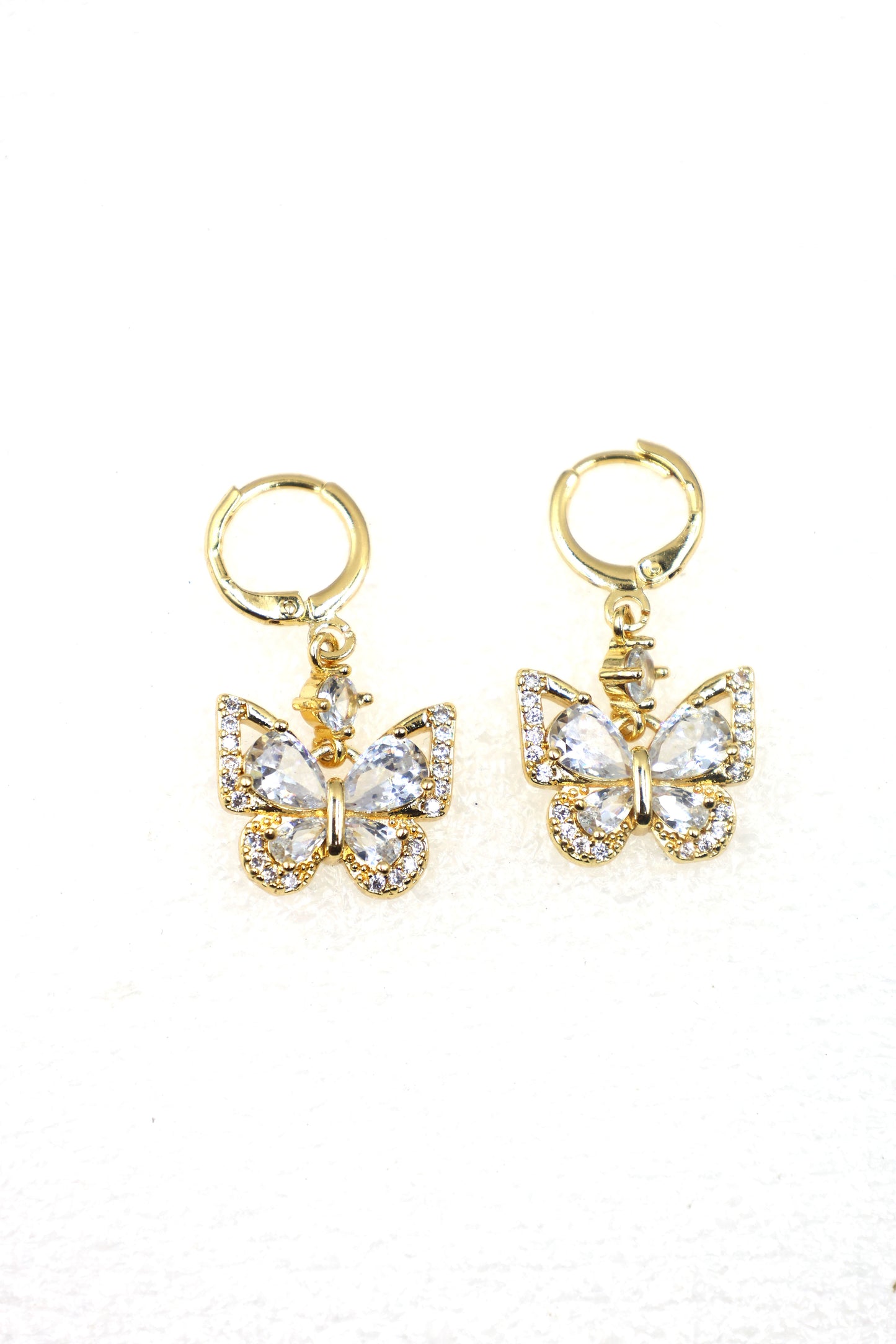 Elegant Butterfly CZ Drop Earrings