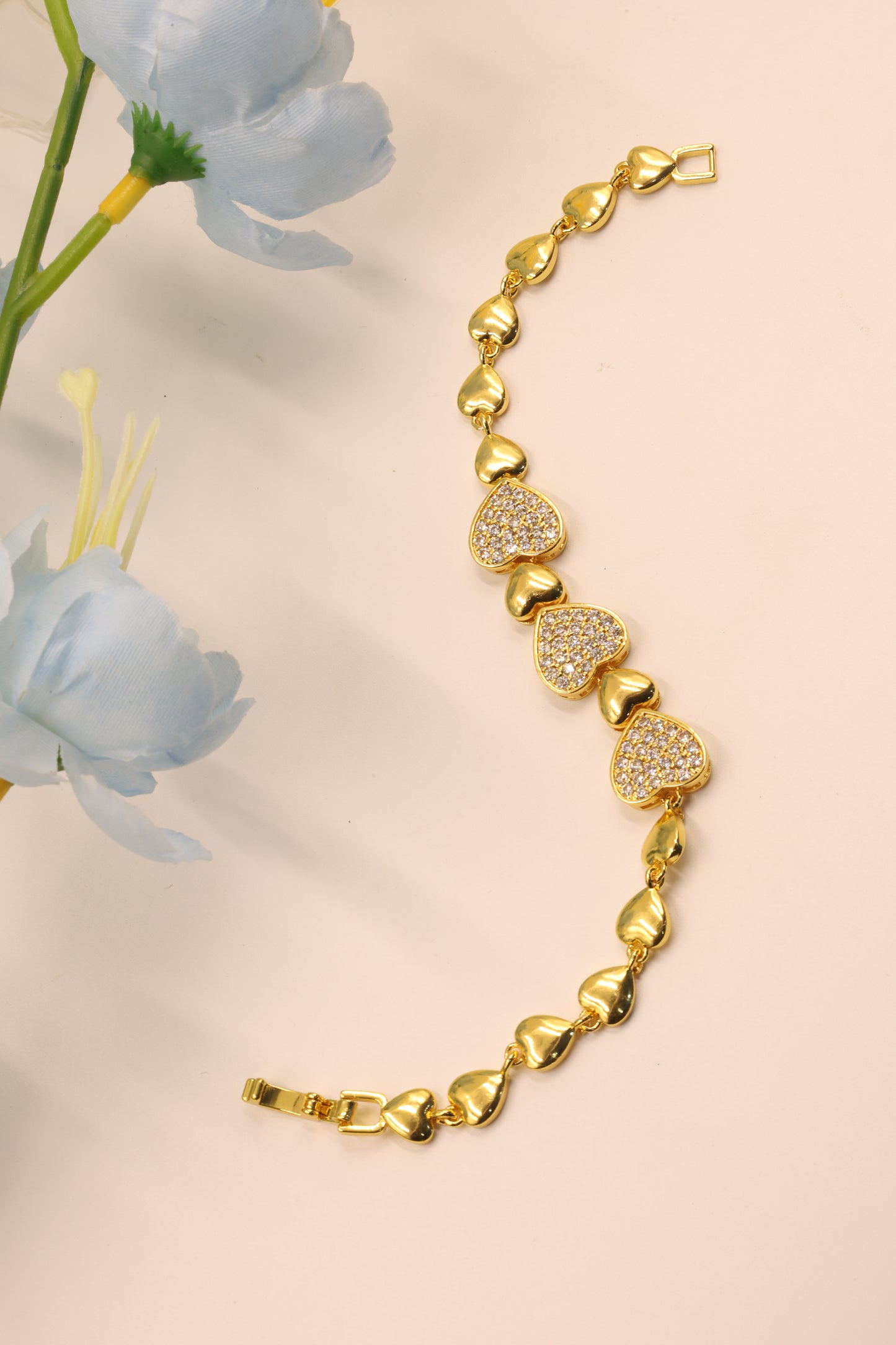 Golden Heartbeats CZ Bracelet