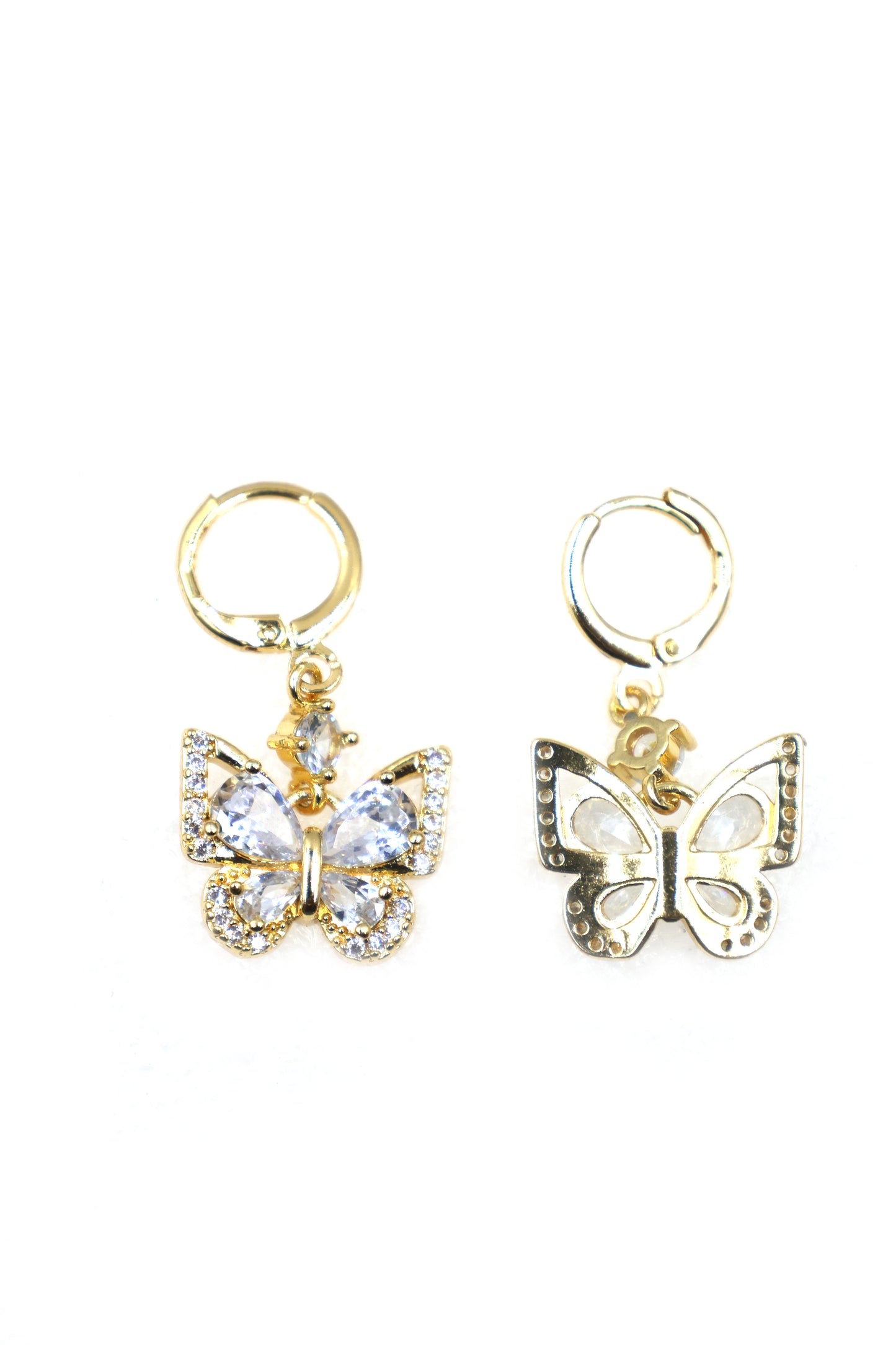 Elegant Butterfly CZ Drop Earrings