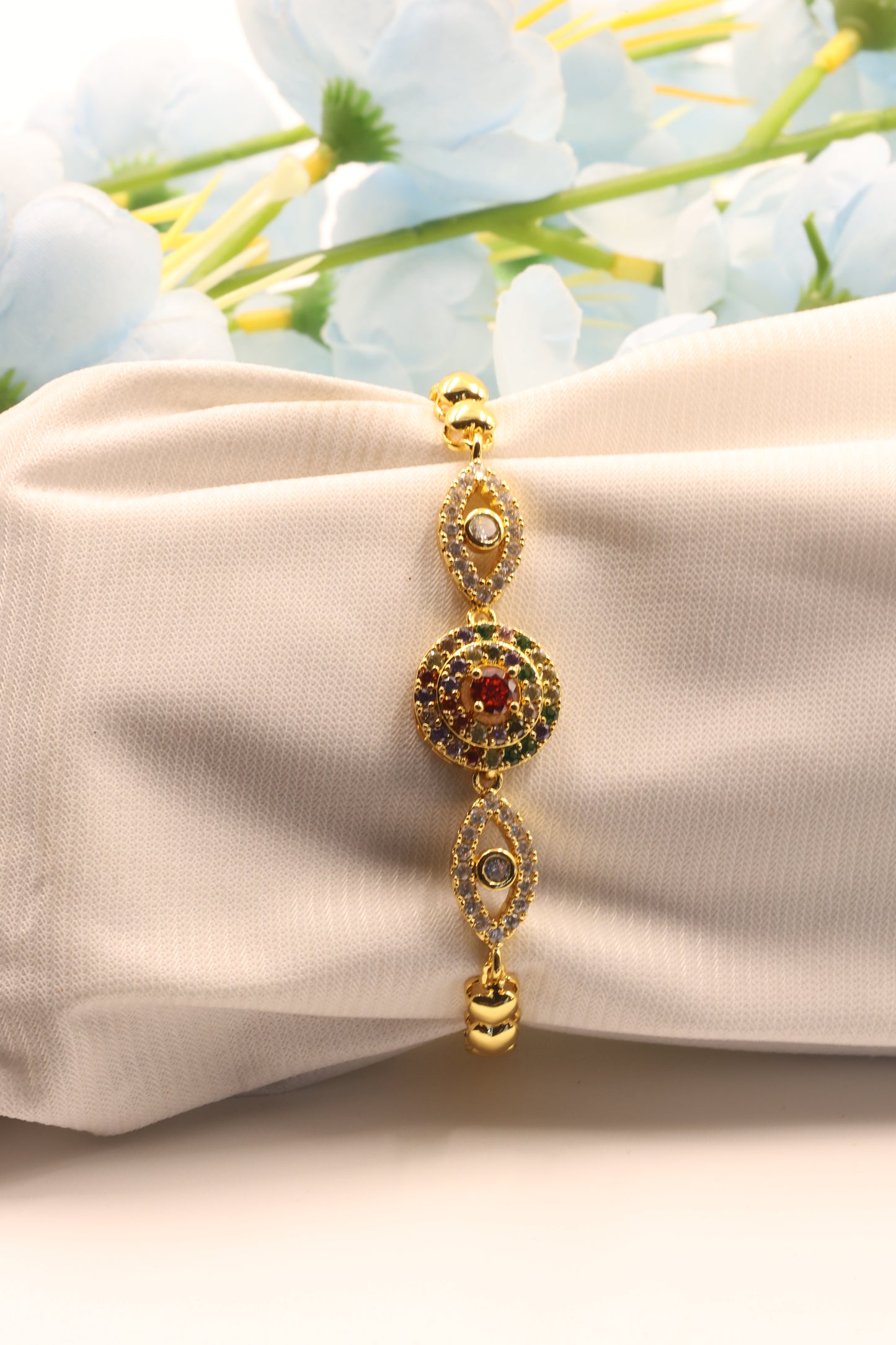 Navratna Harmony Bracelet with CZ Accents