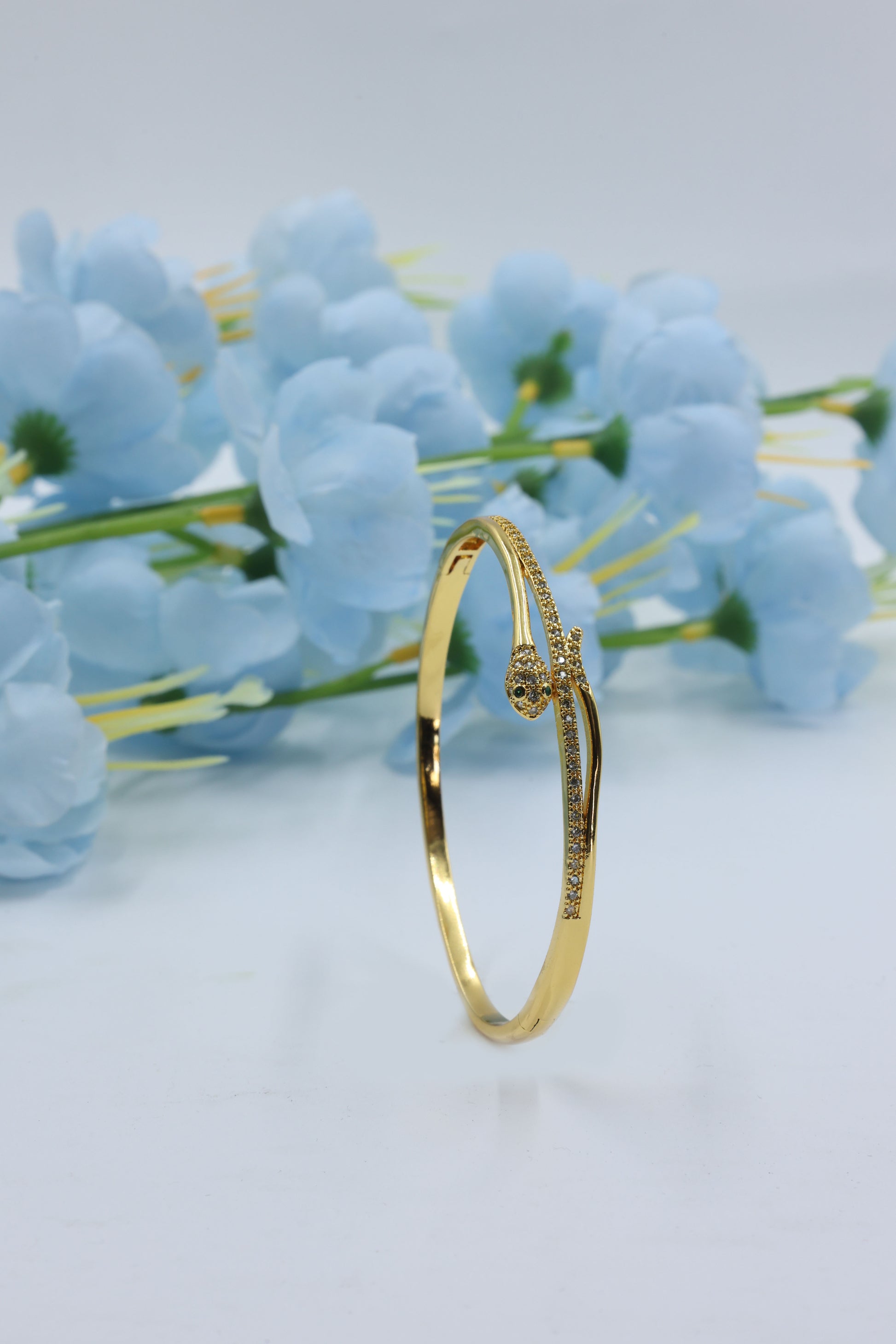 Regal Serpent CZ Studded Gold-Plated Bangle