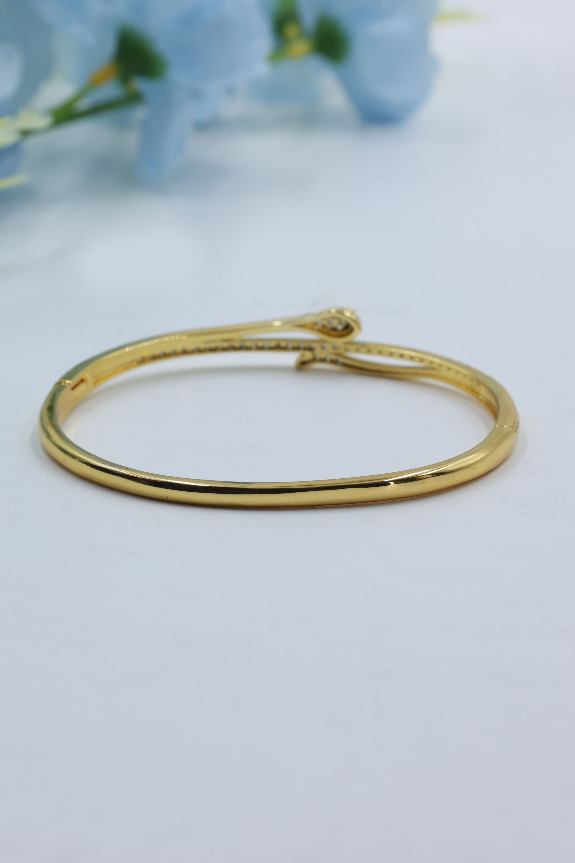 Regal Serpent CZ Studded Gold-Plated Bangle